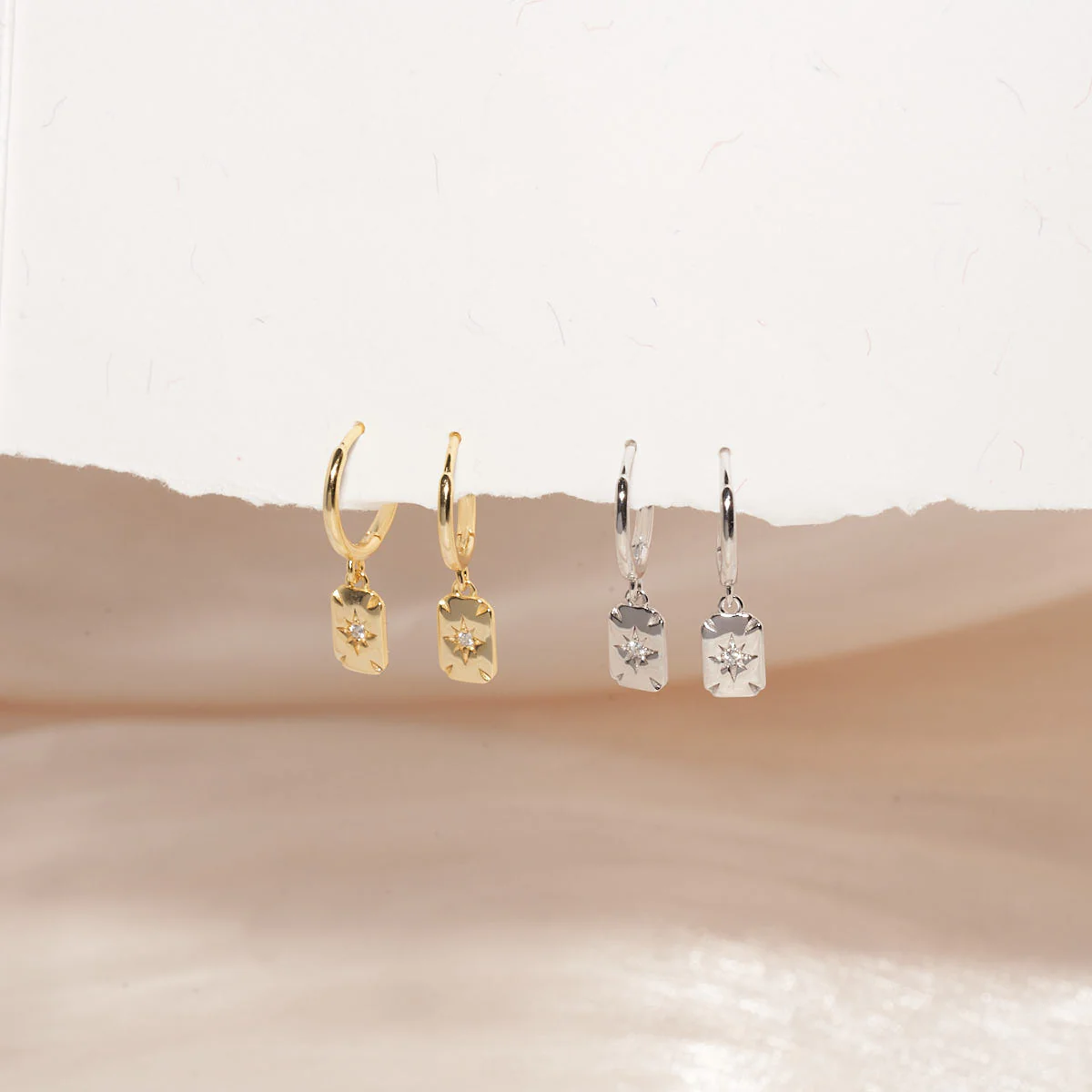 Star Charm Dangle Earrings in Gold - Image 4
