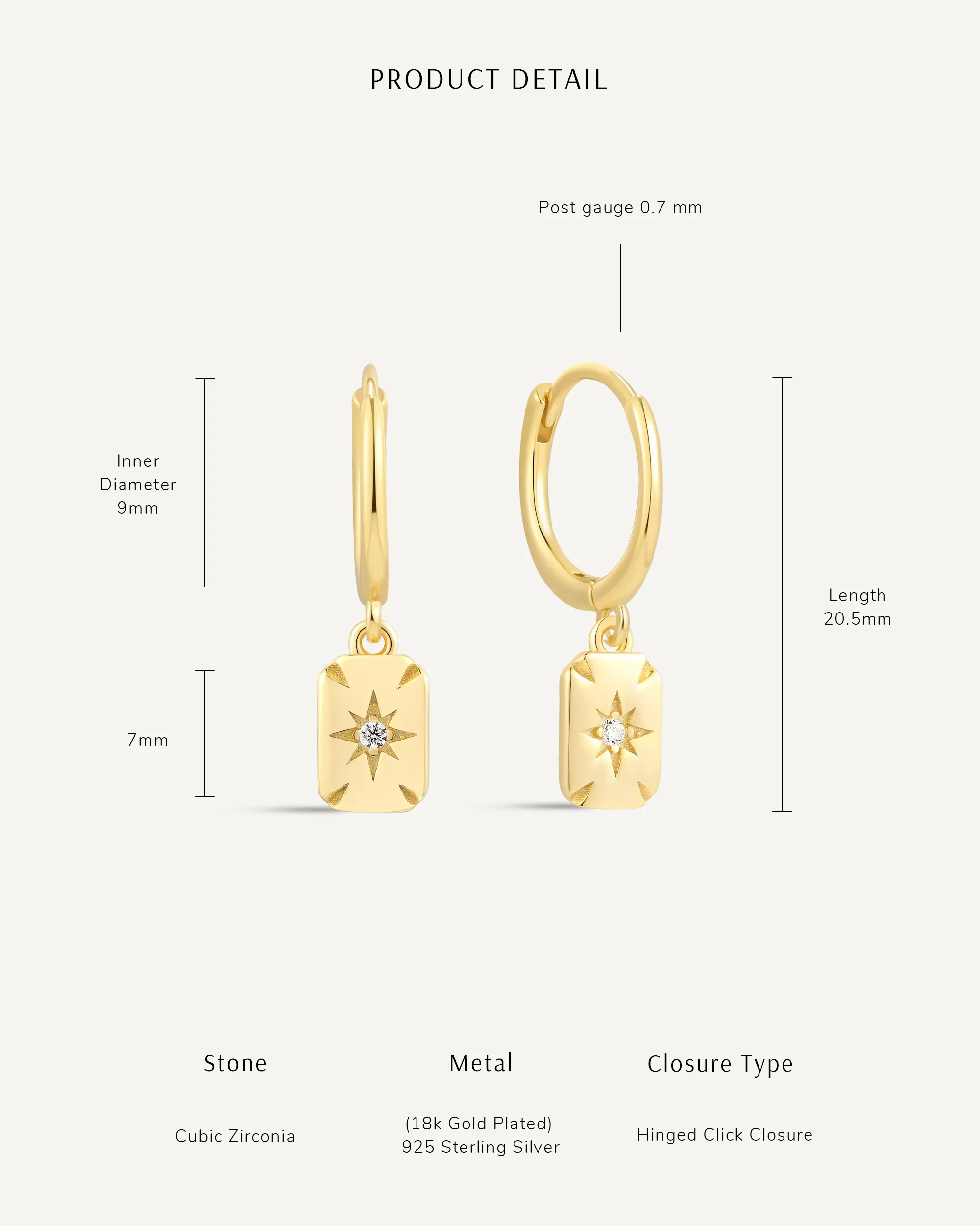 Star Charm Dangle Earrings in Gold - Image 6