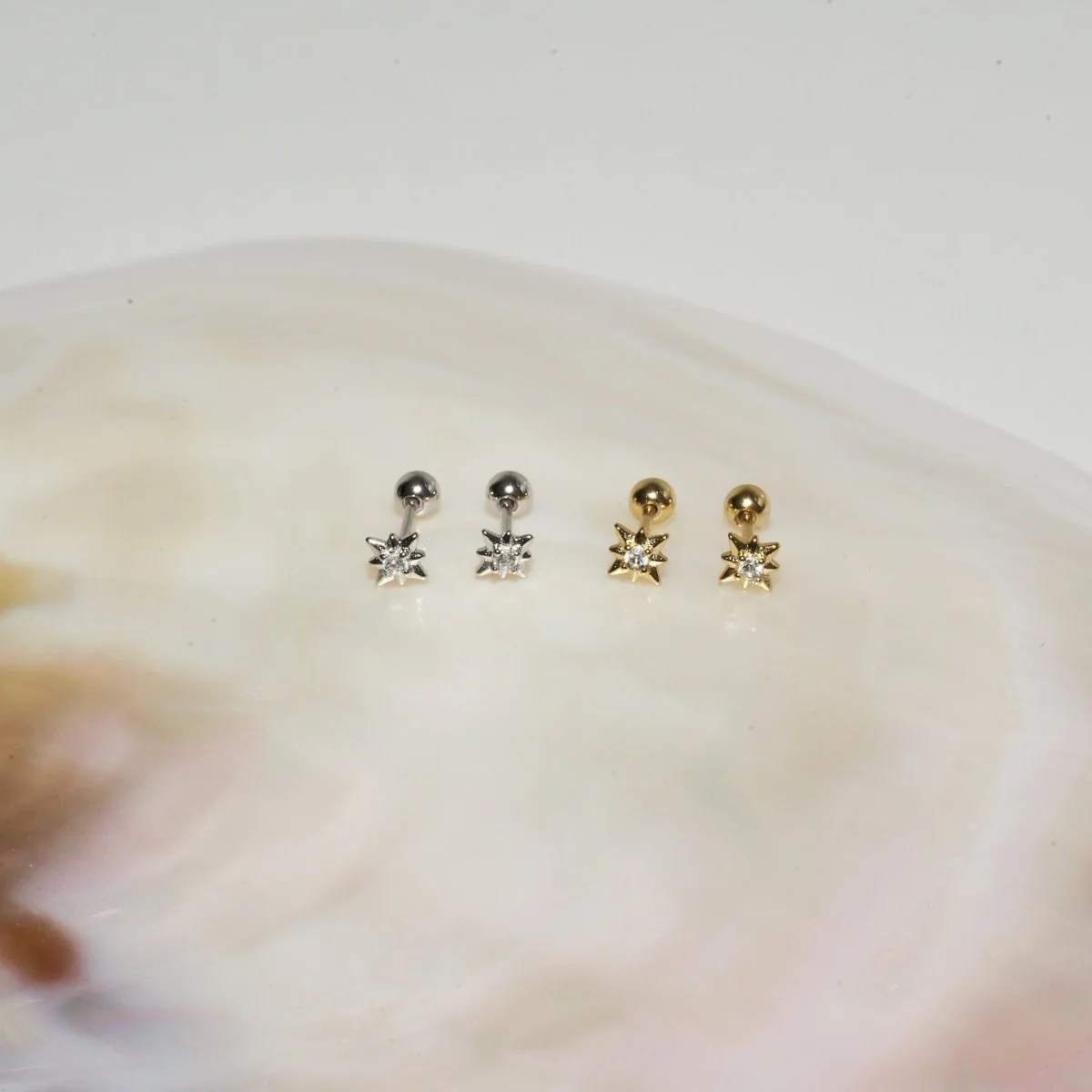 Starburst Crystal Barbell Studs in Gold - Image 3