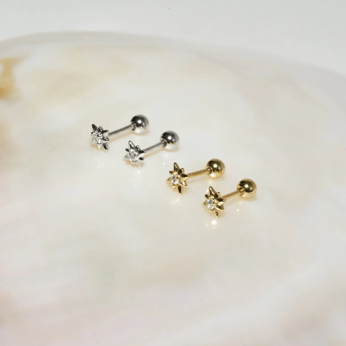 Starburst Crystal Barbell Studs in Gold - Image 5