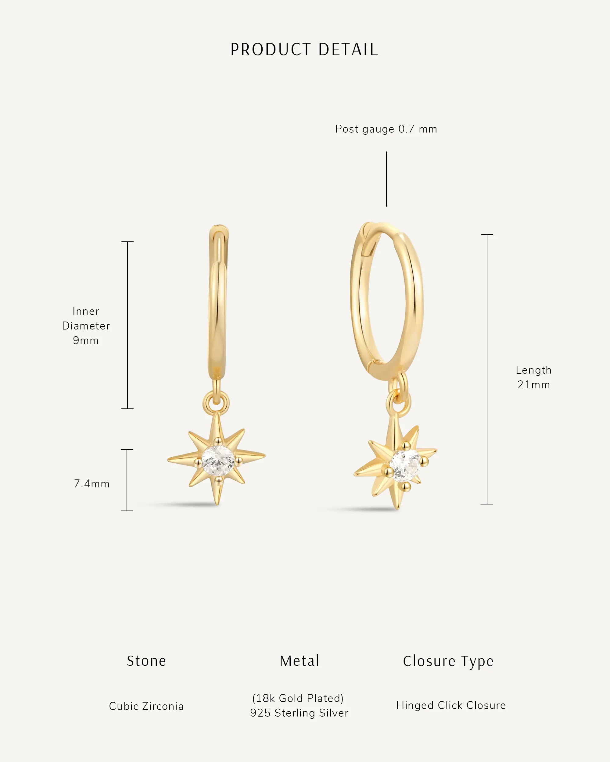 Starburst Dangle Hoops in Gold - Image 4