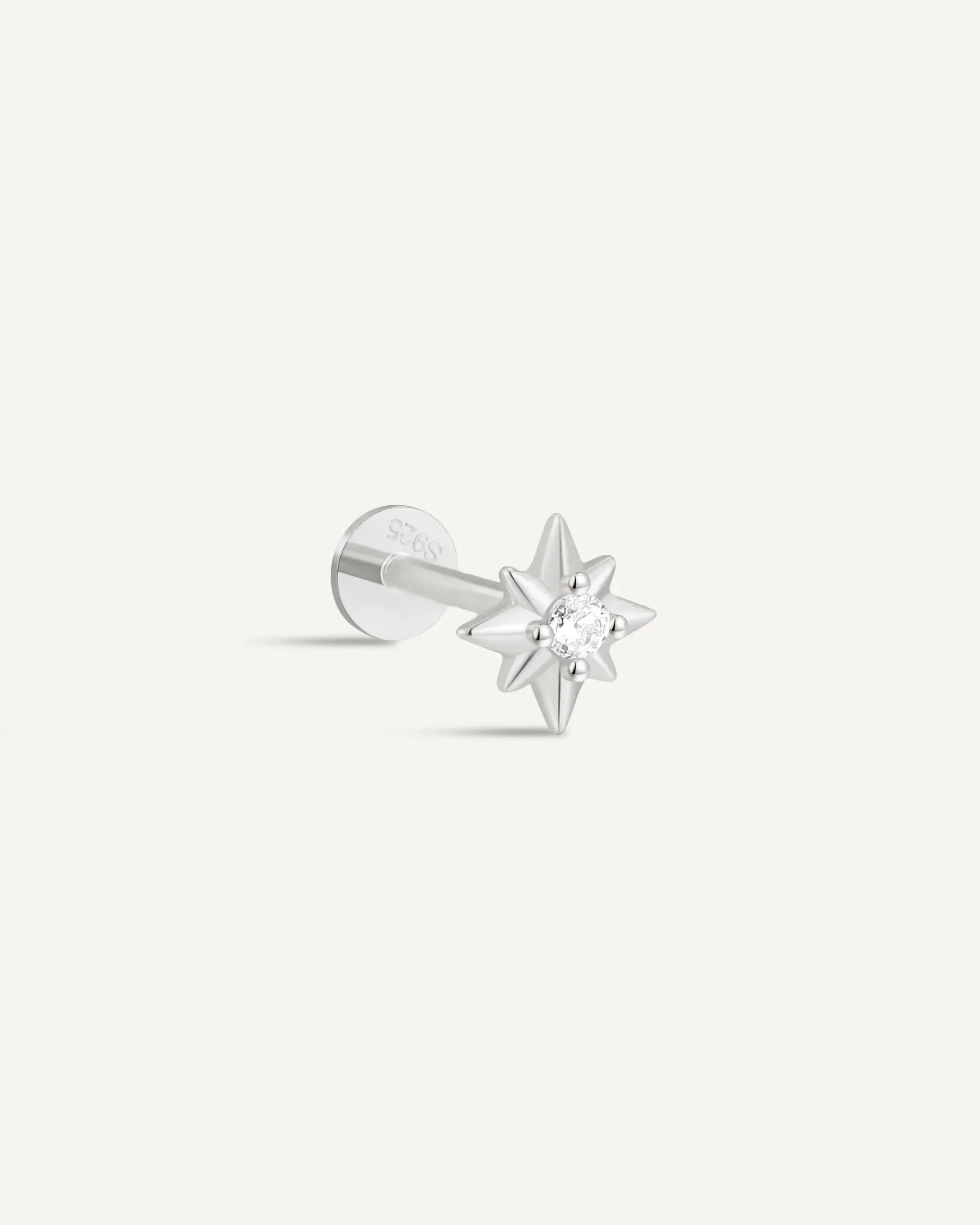 Starburst Helix Flat Back Stud in Silver