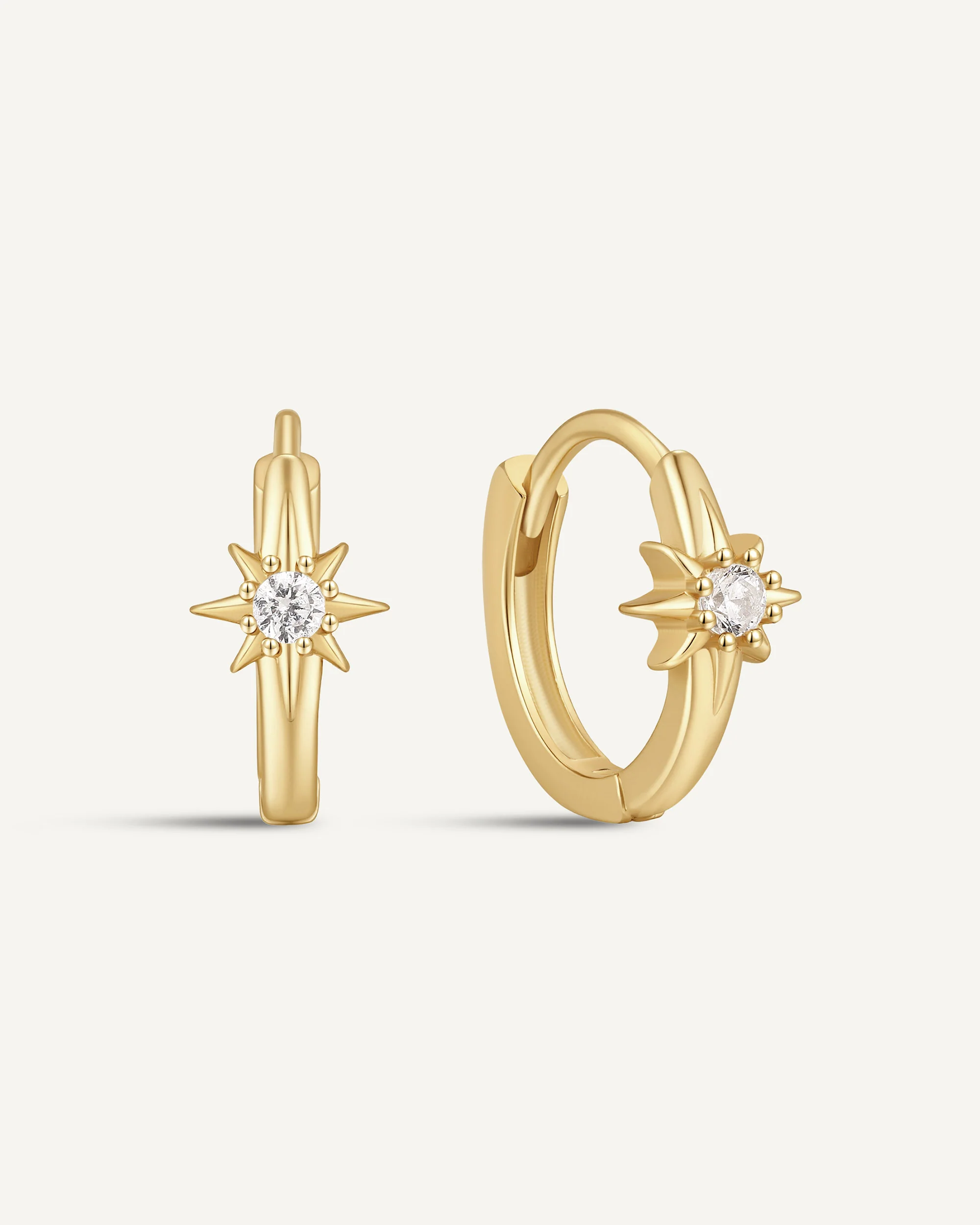 Starburst Huggie Hoops In Gold - Image 11