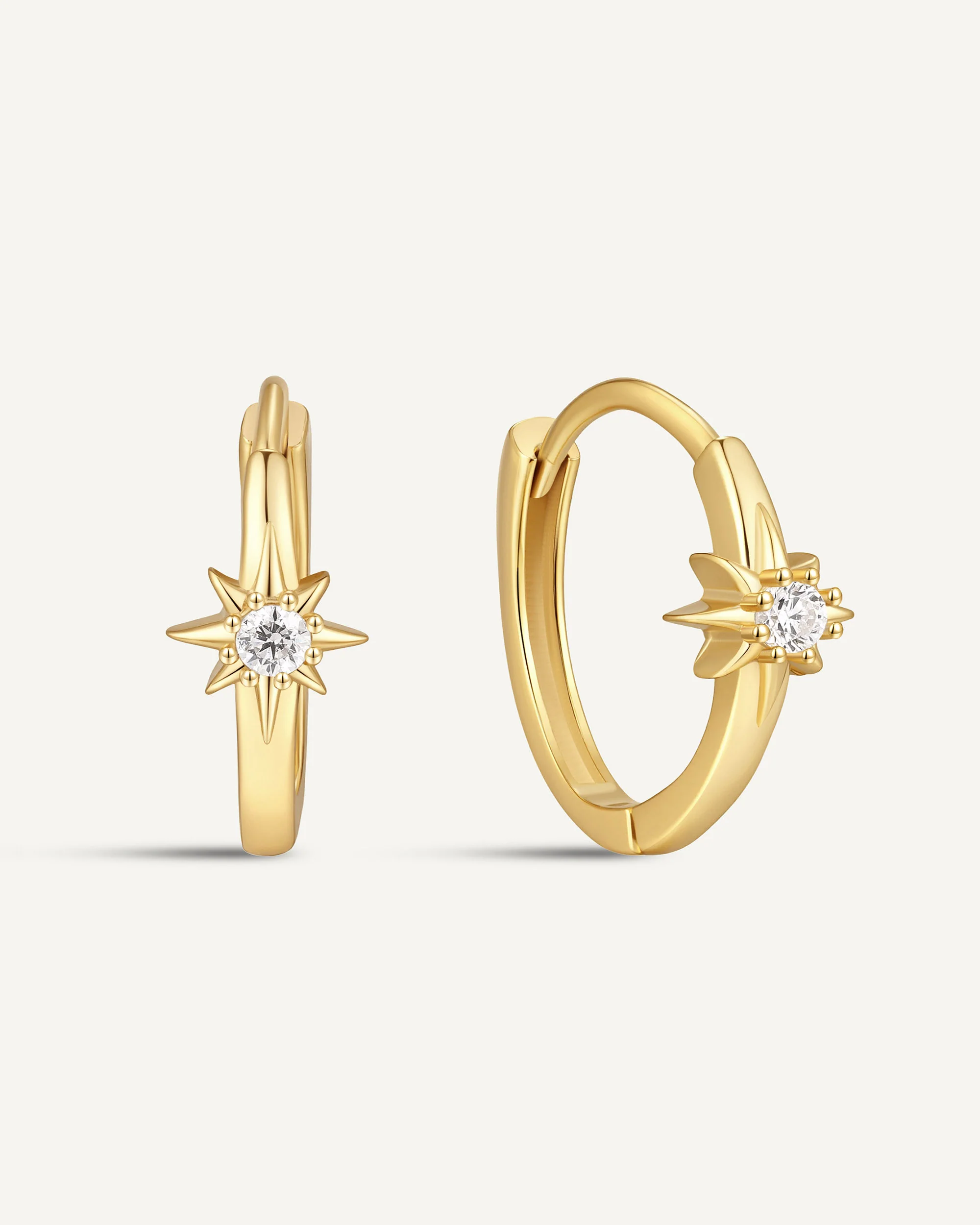 Starburst Huggie Hoops In Gold - Image 13