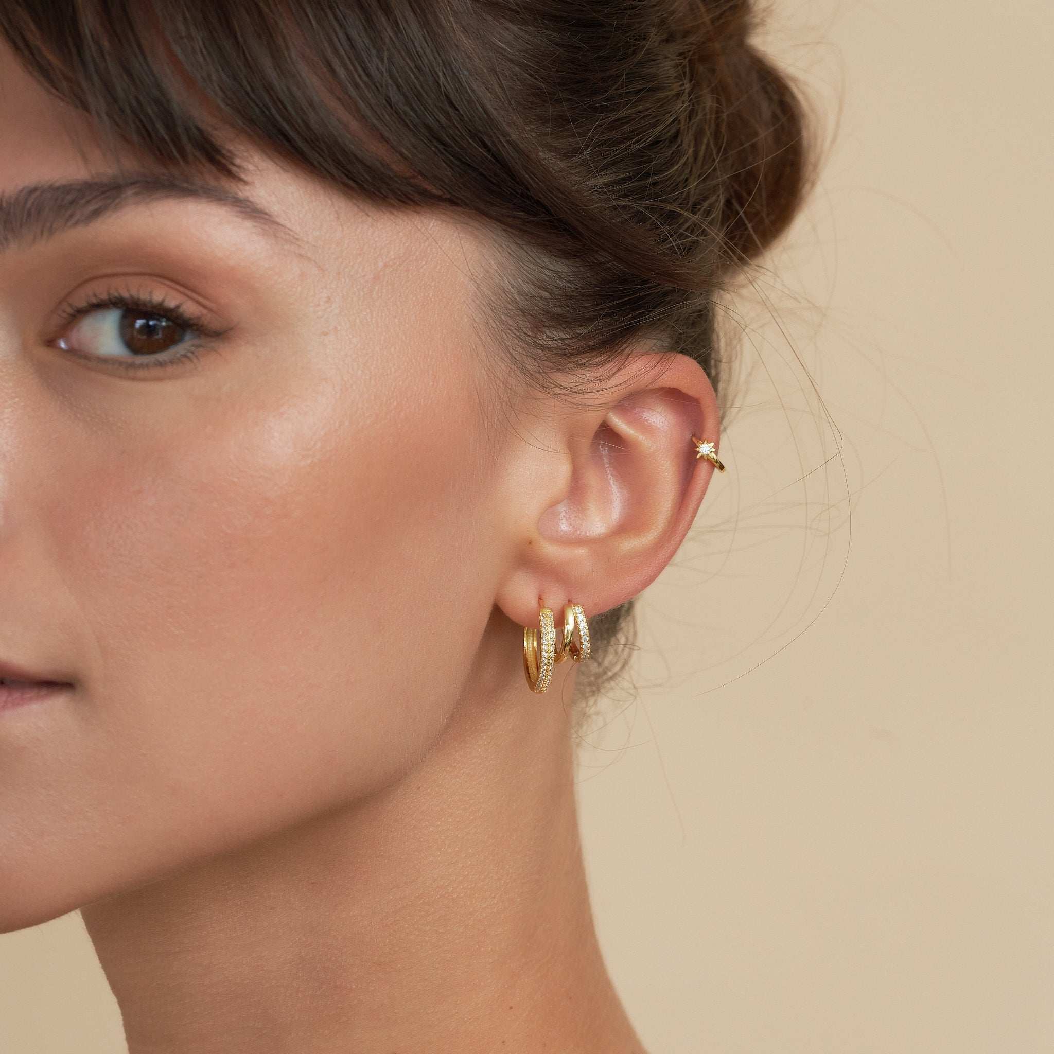 Starburst Huggie Hoops In Gold - Image 6