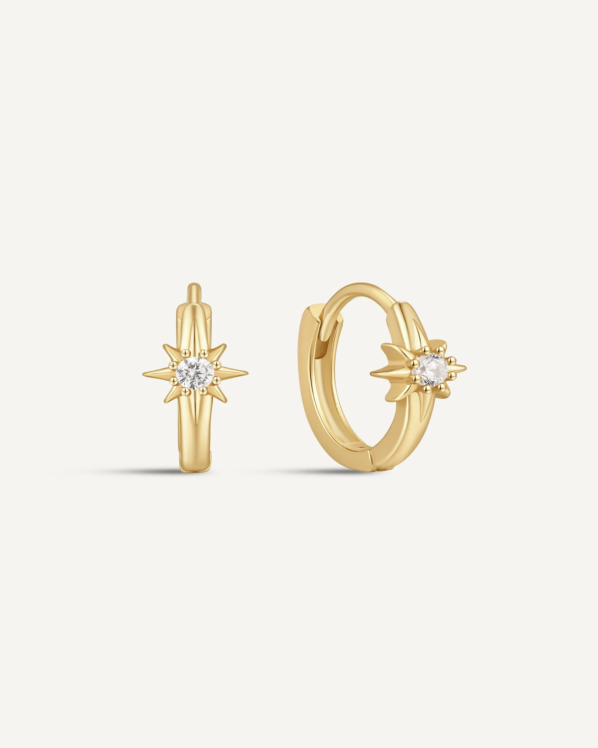 Starburst Huggie Hoops In Gold - Image 9