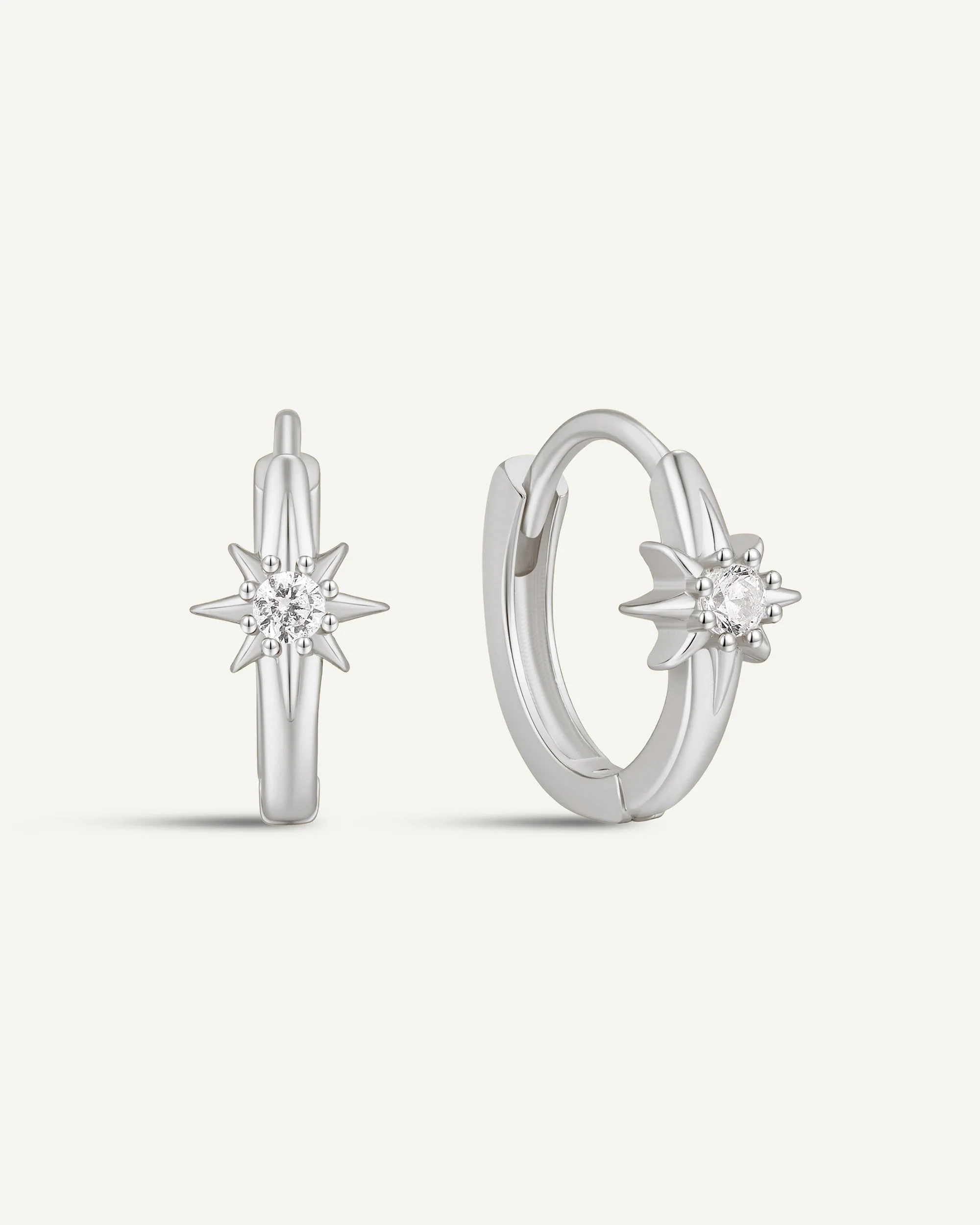 Starburst Huggie Hoops In Silver - Image 10