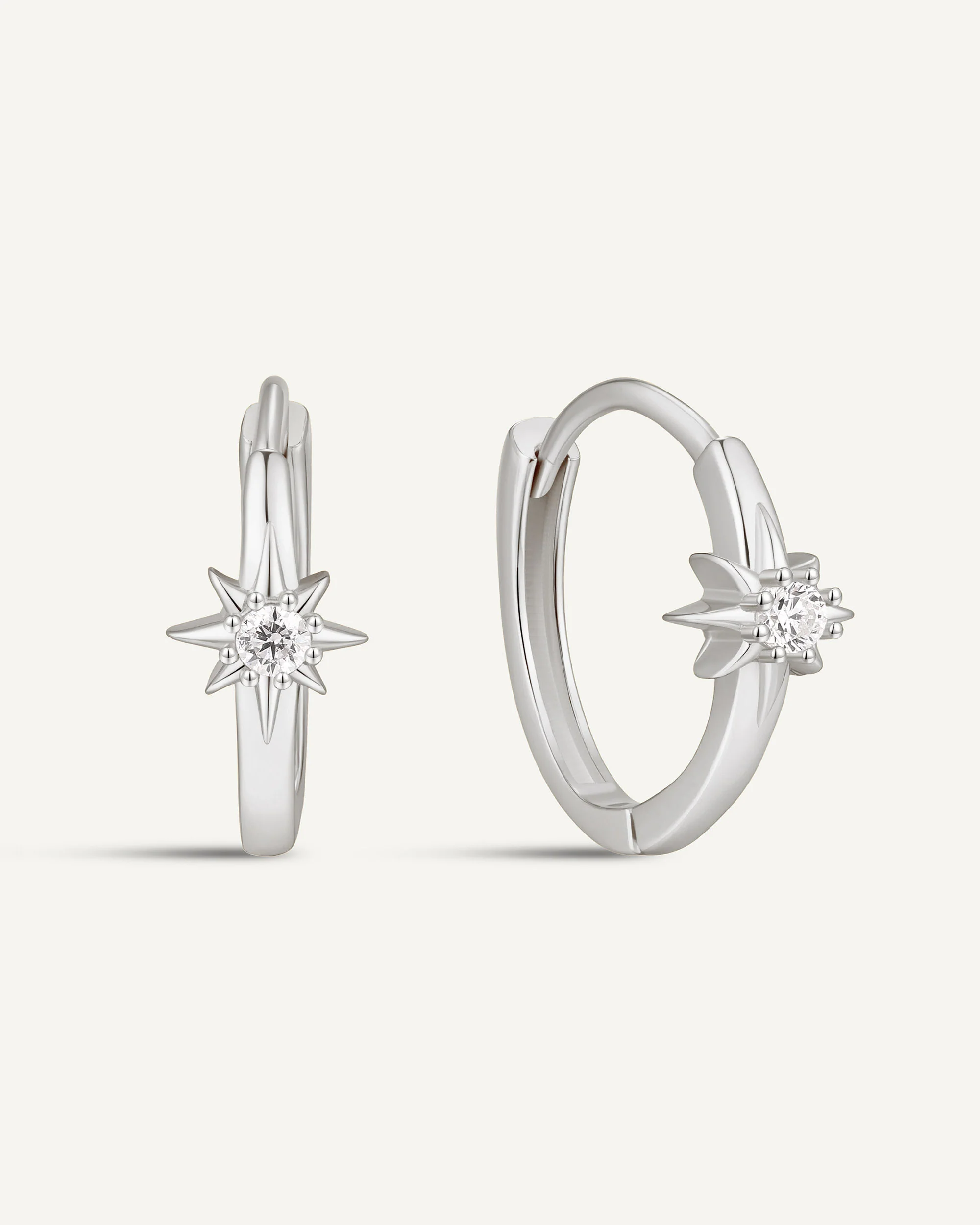Starburst Huggie Hoops In Silver - Image 12
