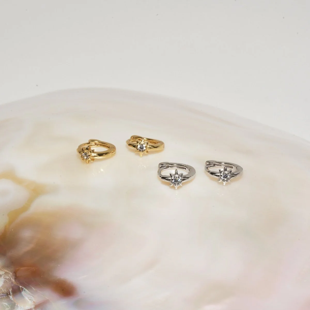 Starburst Huggie Hoops In Gold - Image 5