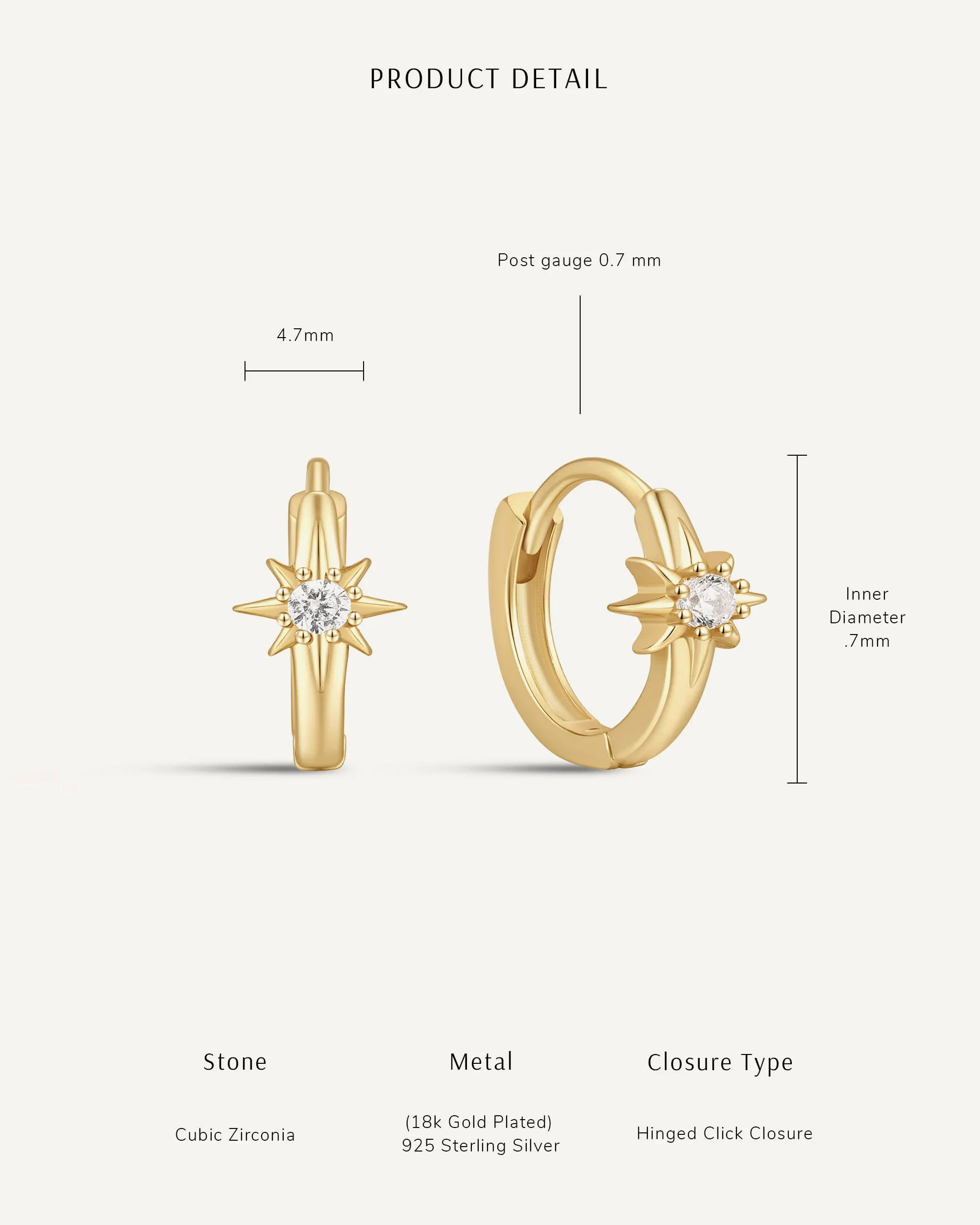 Starburst Huggie Hoops In Gold - Image 7