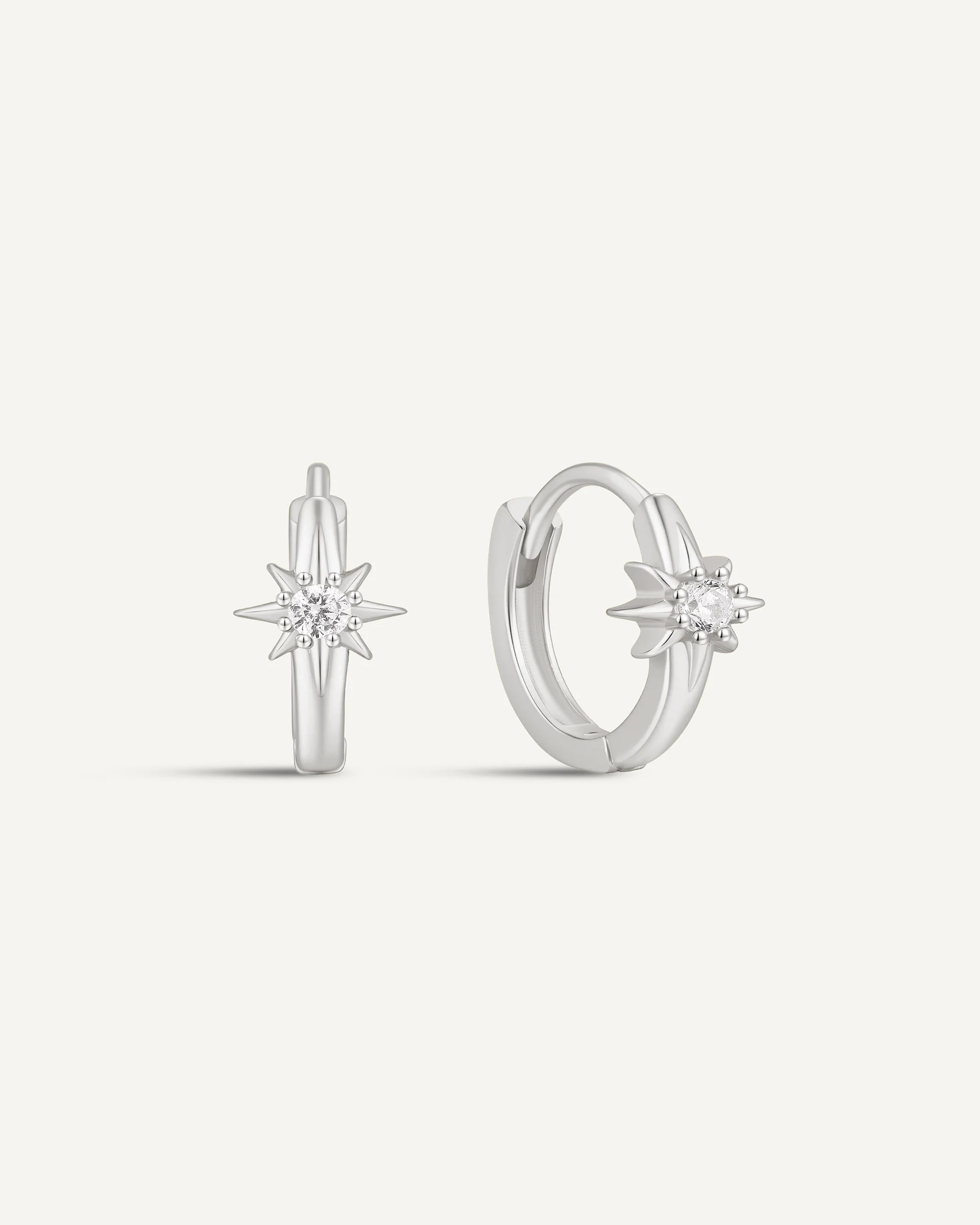 Starburst Huggie Hoops In Silver - Image 8