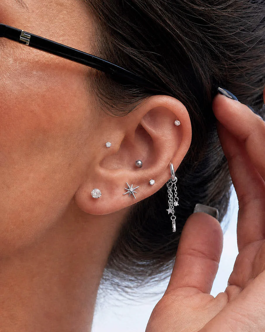 Starburst Titanium Flat Back Studs In Silver - Image 2