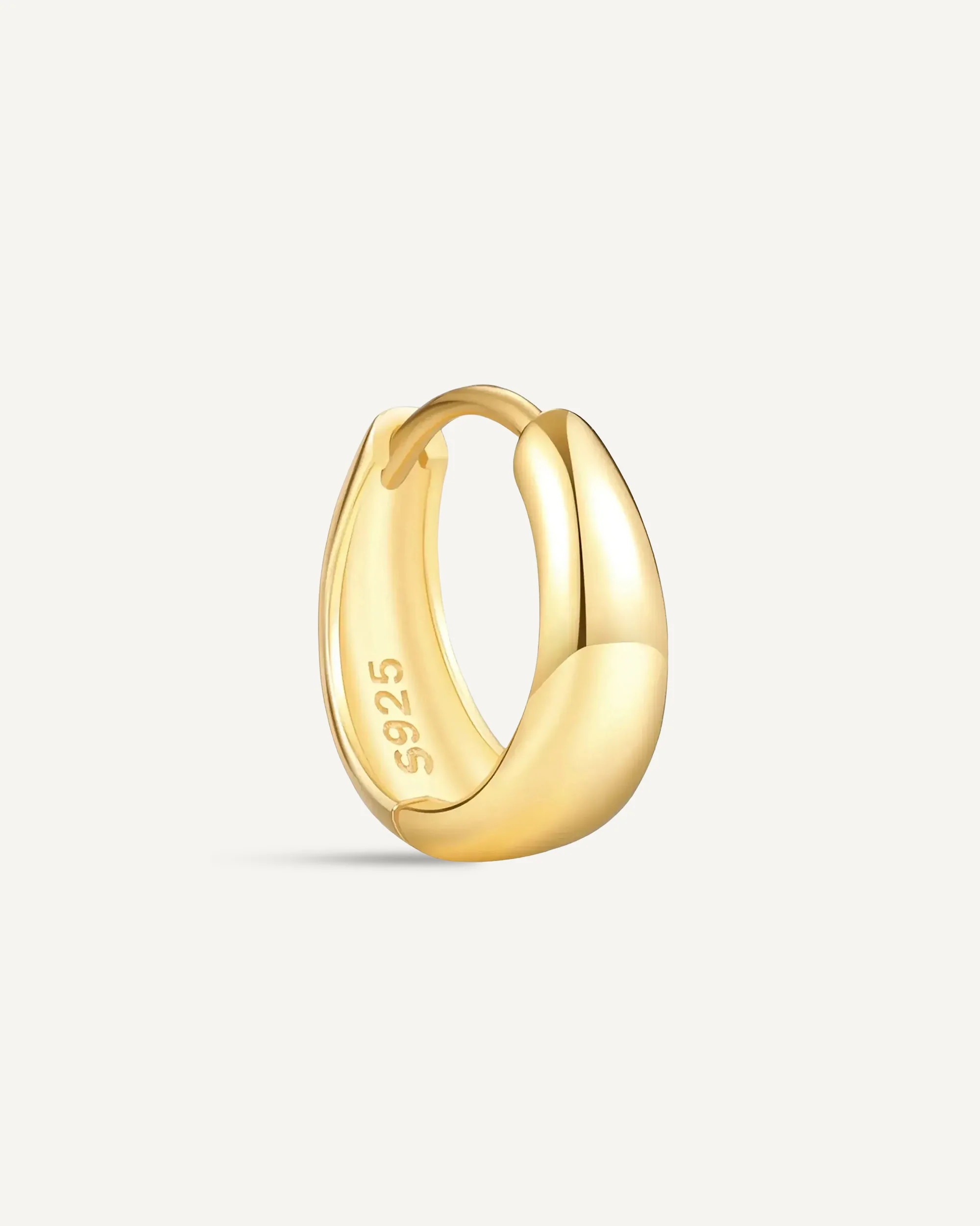 Tapered Huggie Hoops In Gold - Image 10