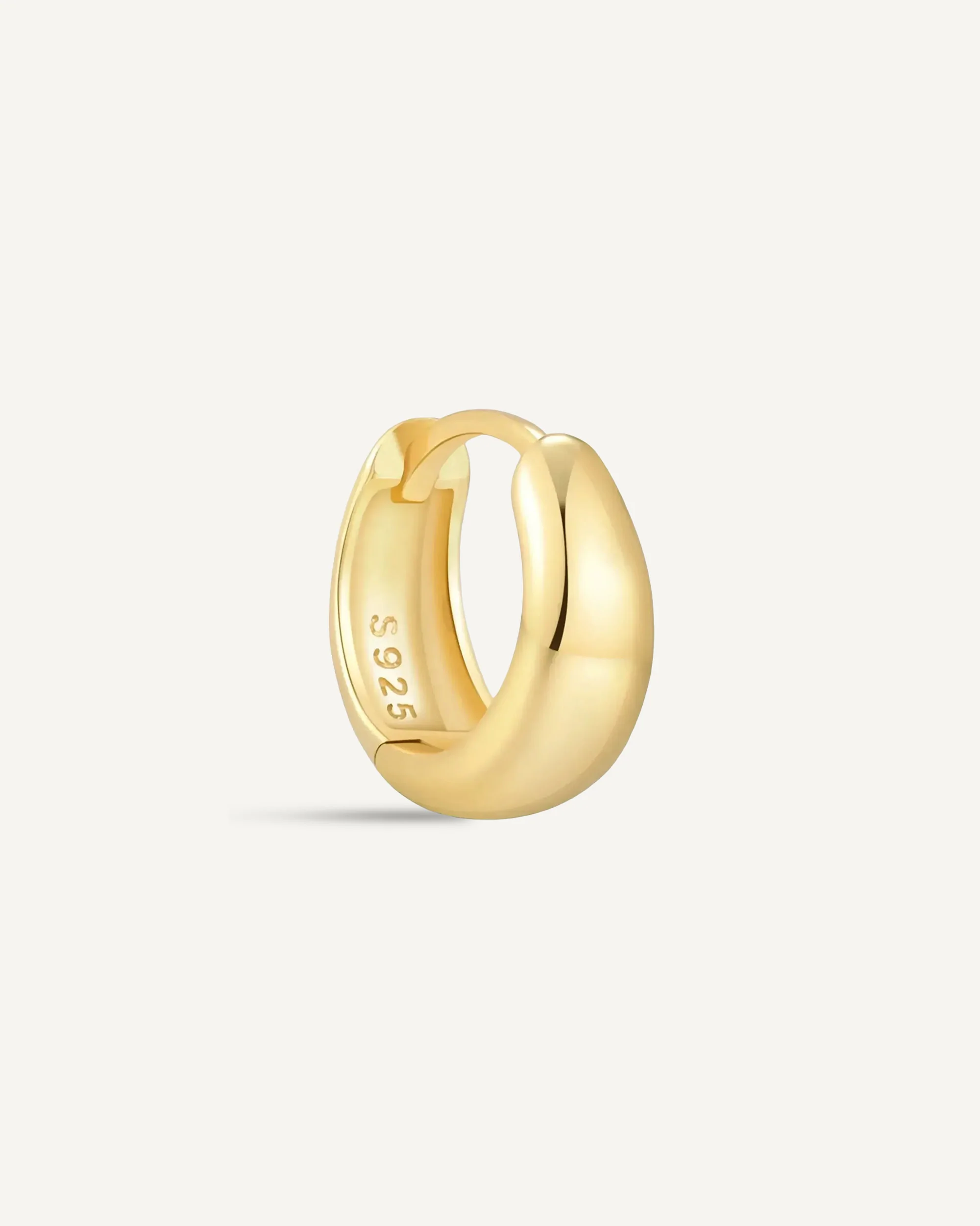 Tapered Huggie Hoops In Gold - Image 8