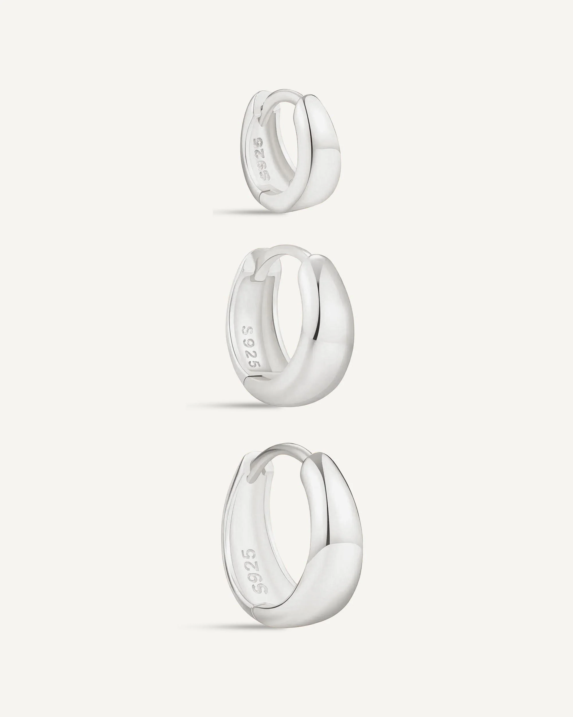 Tapered Huggie Hoops In Silver