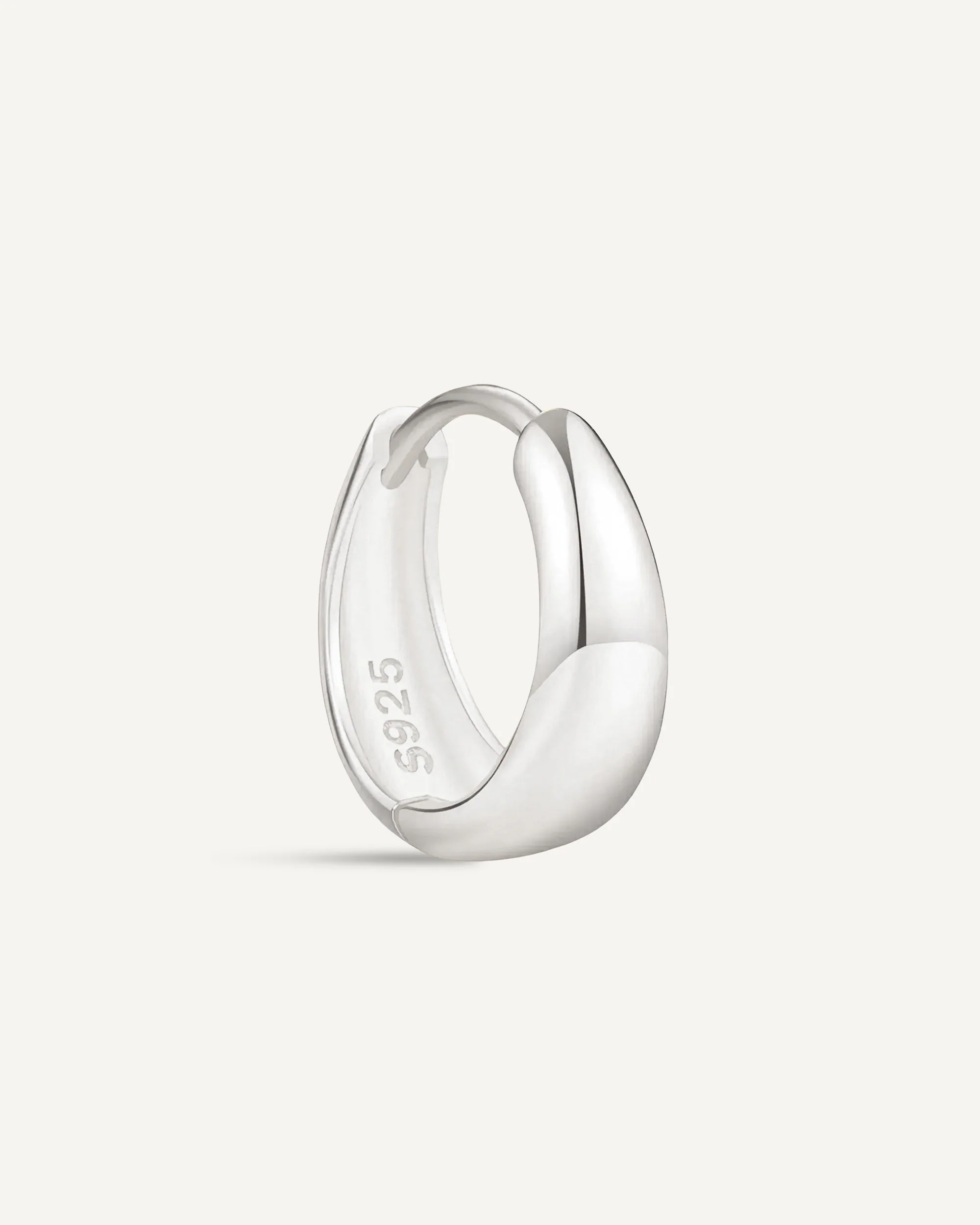 Tapered Huggie Hoops In Silver - Image 10