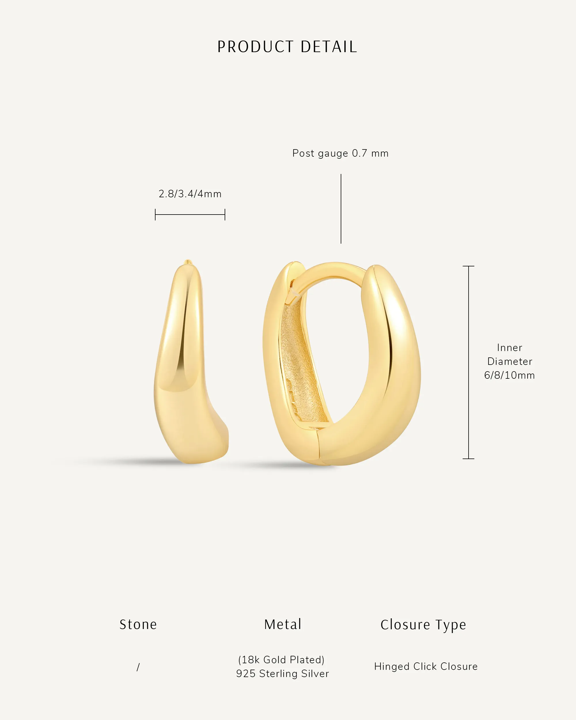 Tapered Wavy Huggie Hoops In Gold - Image 5