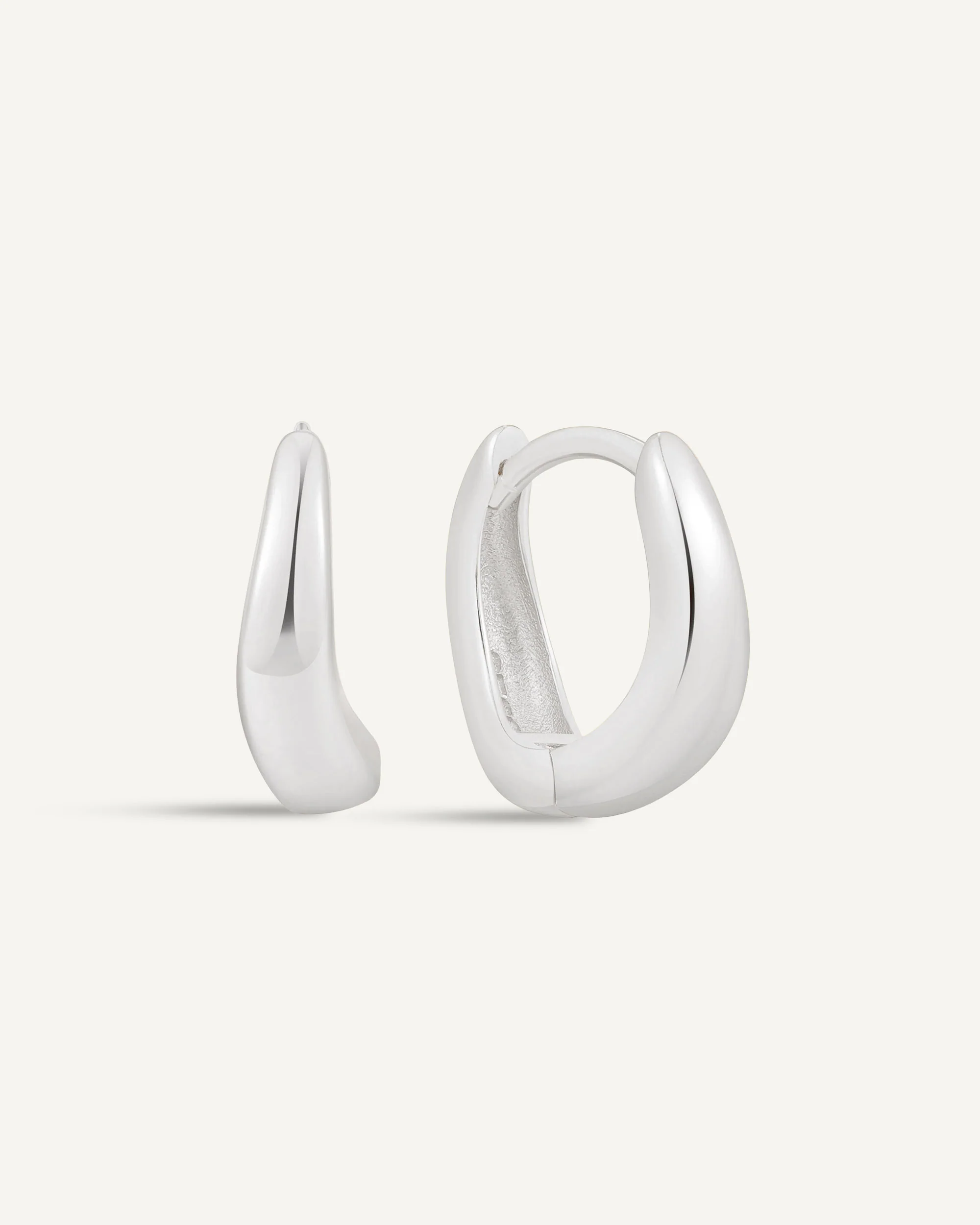 Tapered Wavy Huggie Hoops In Silver