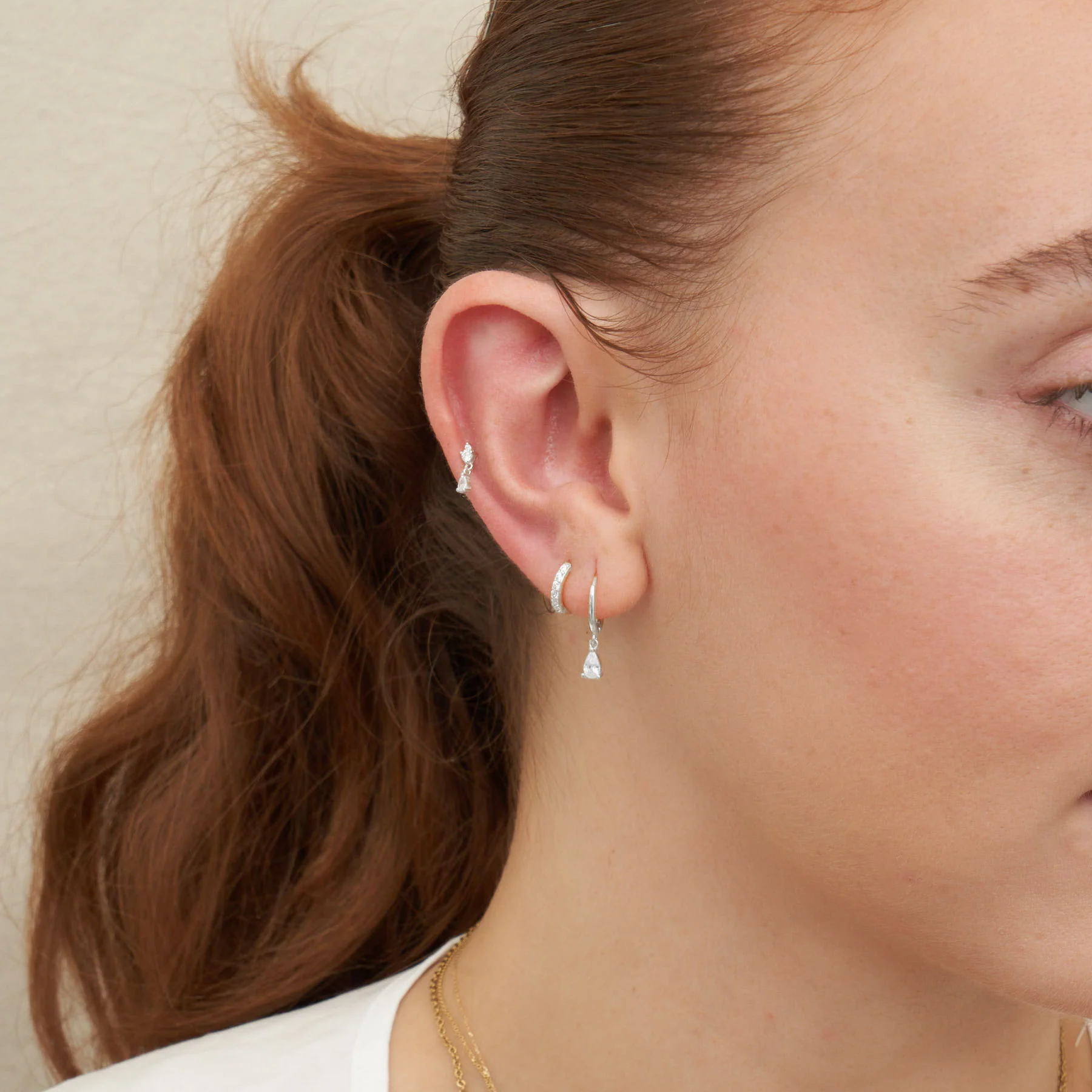 Teardrop Dangle Earring Set in Silver - Image 3