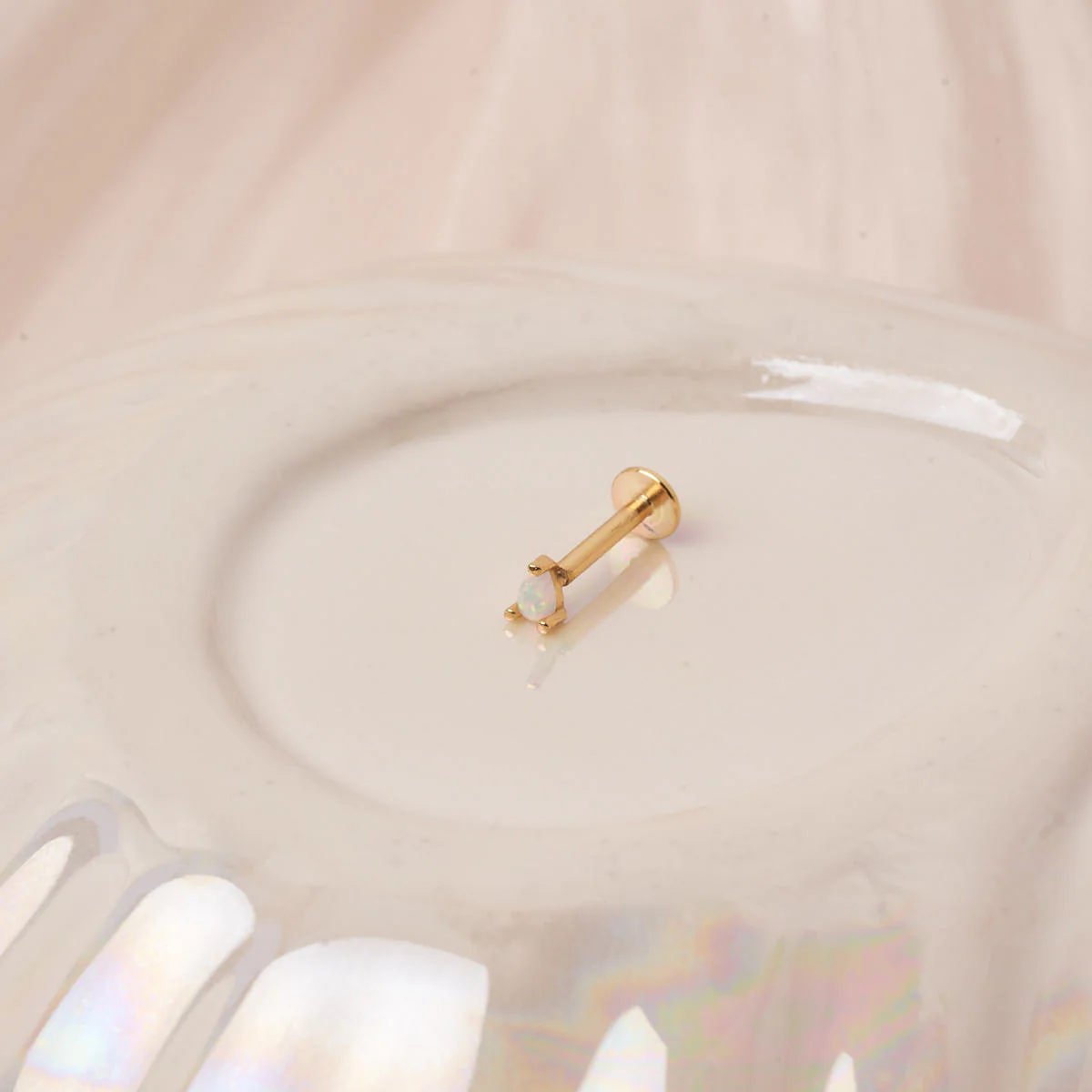 Teardrop Helix Opal Flat Back Stud In Gold - Image 3