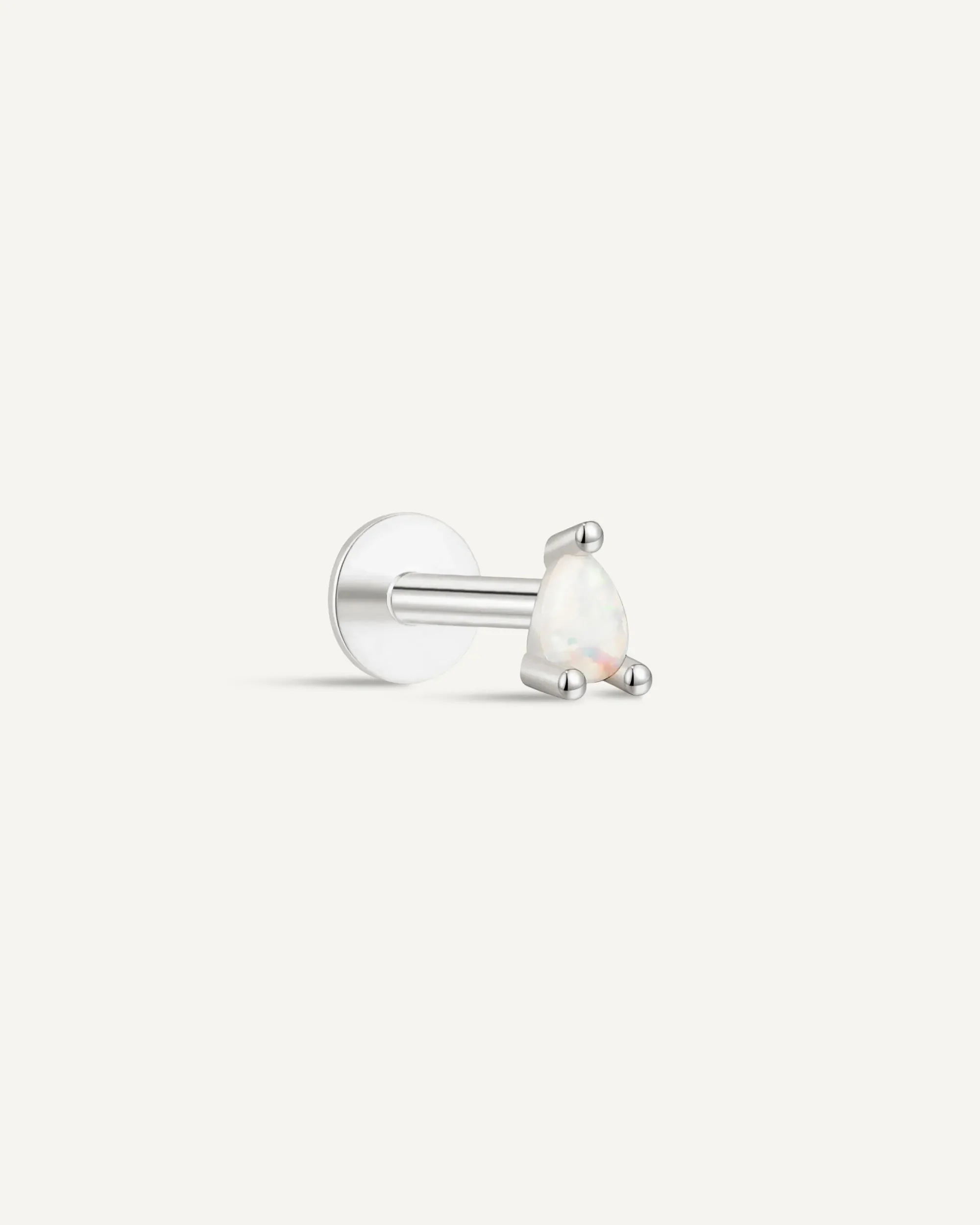 Teardrop Helix Opal Flat Back Stud In Silver