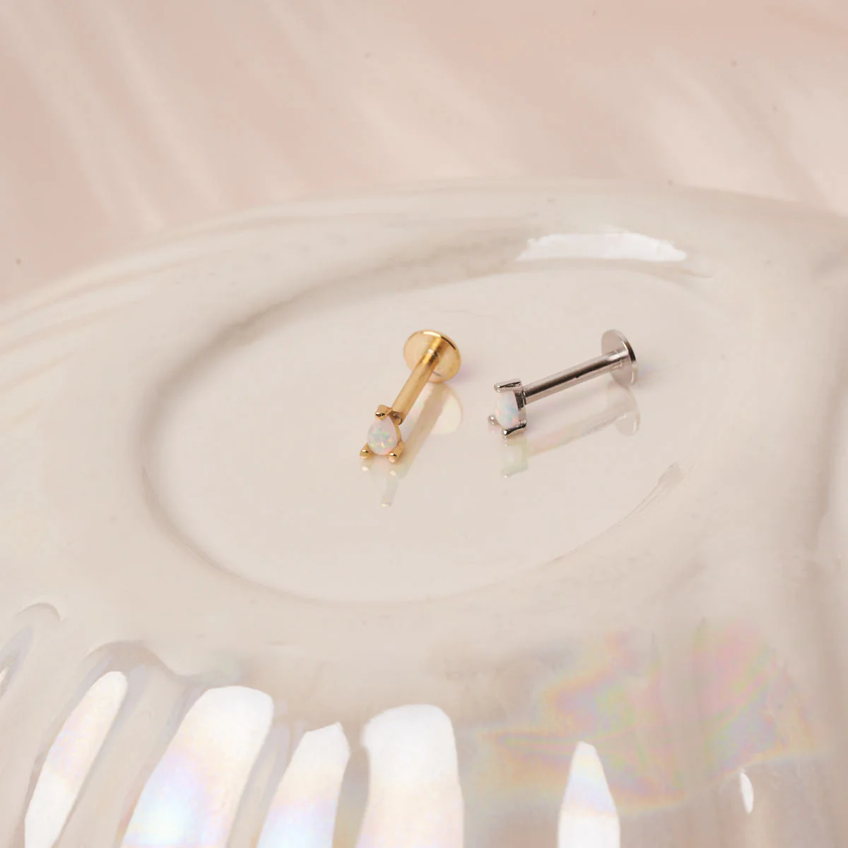Teardrop Helix Opal Flat Back Stud In Silver - Image 4