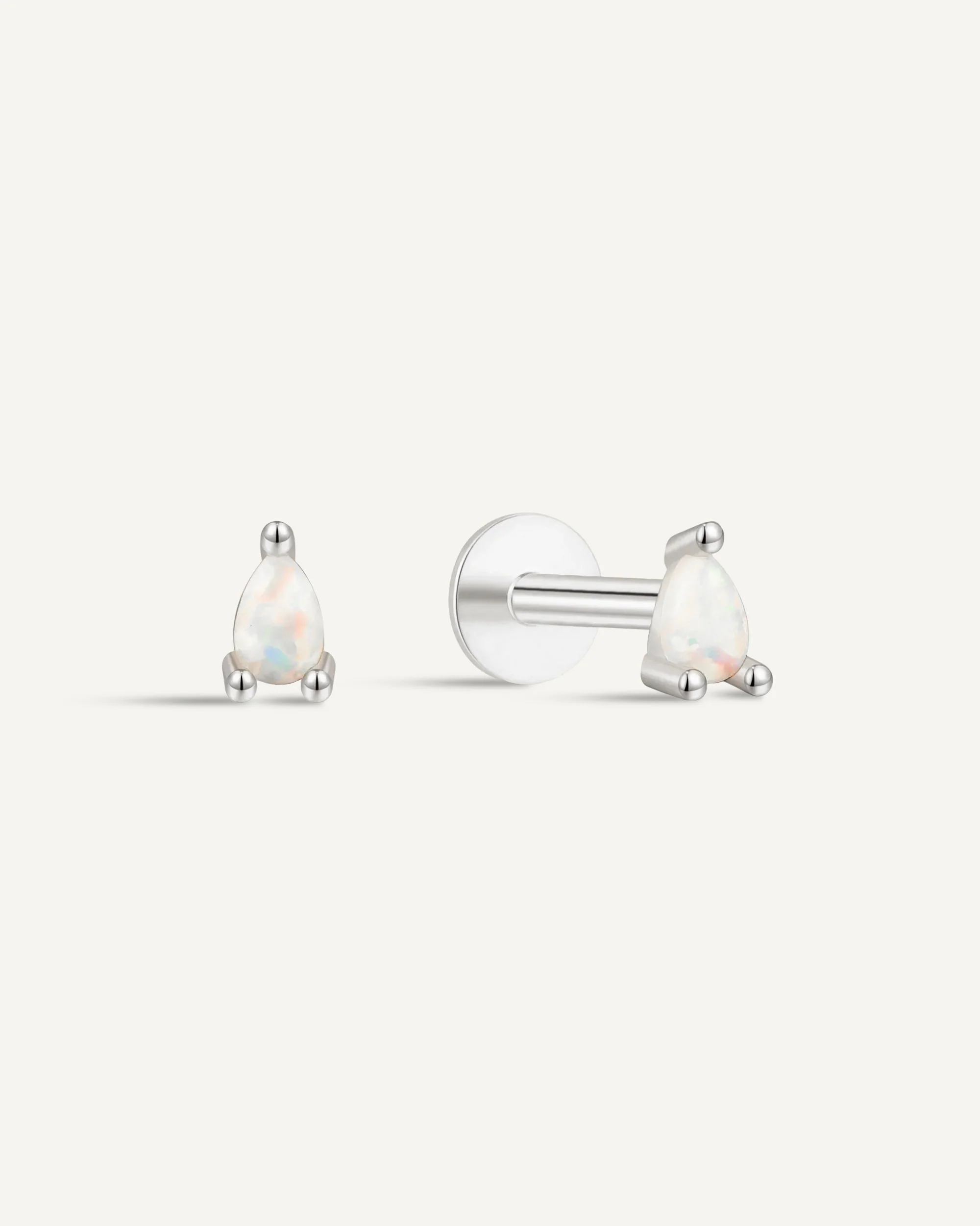 Teardrop Helix Opal Flat Back Stud In Silver - Image 6