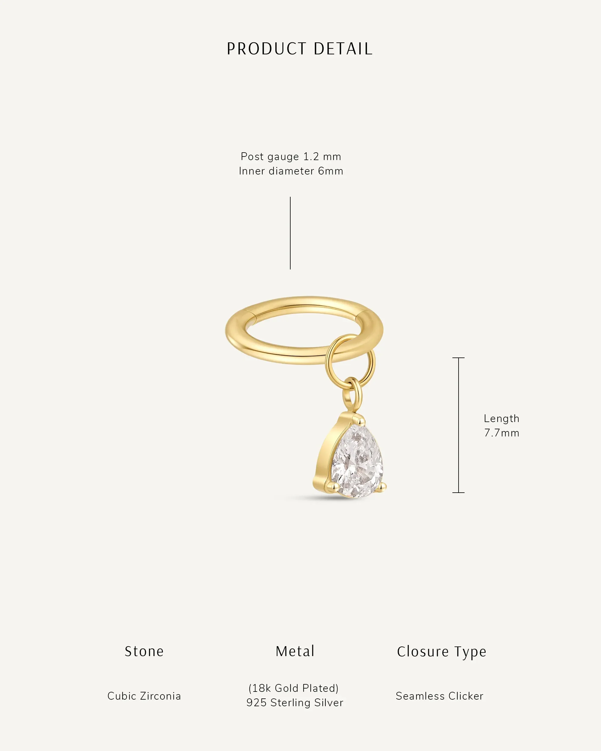 Titanium Teardrop Helix Clicker Huggie In Gold - Image 4