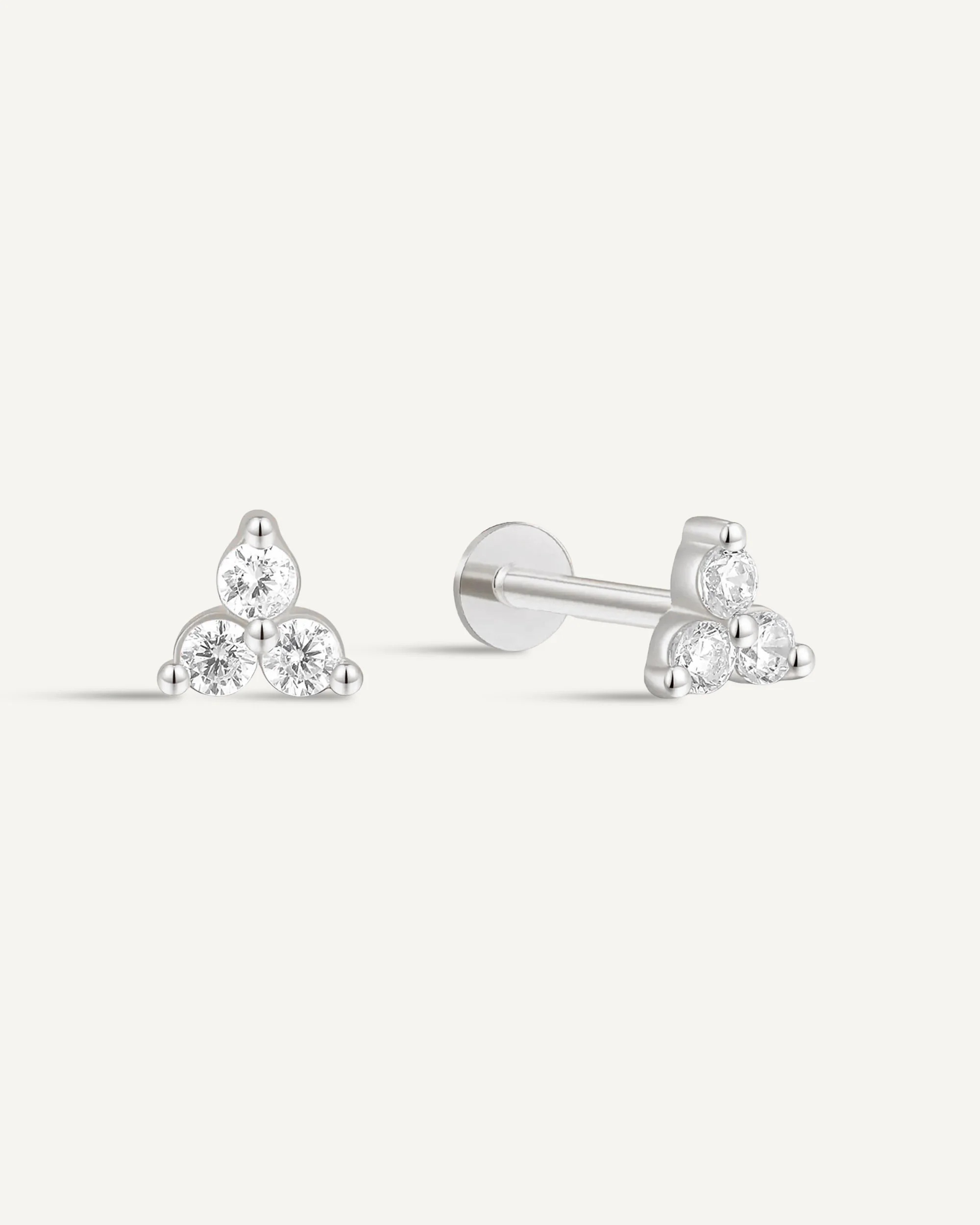 Triple Crystal Flat Back Studs In Silver - Image 4