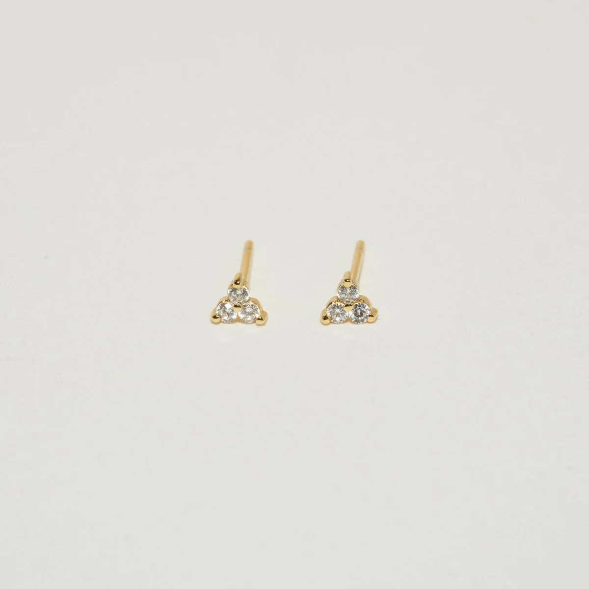 Triple Crystal Piercing Studs In Gold - Image 4