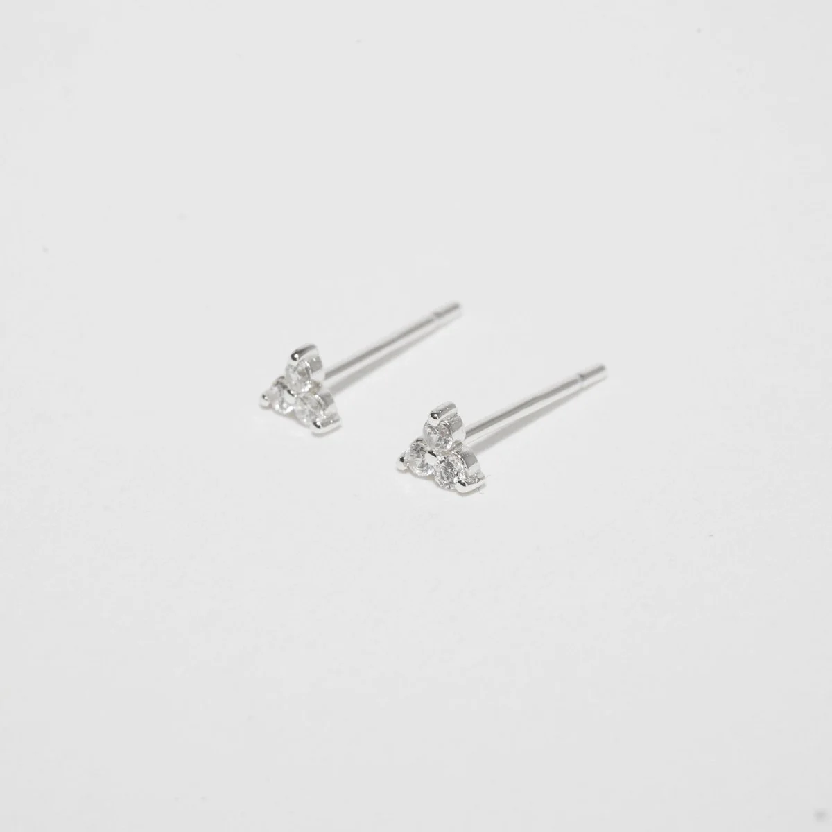 Triple Crystal Piercing Studs In Silver - Image 4