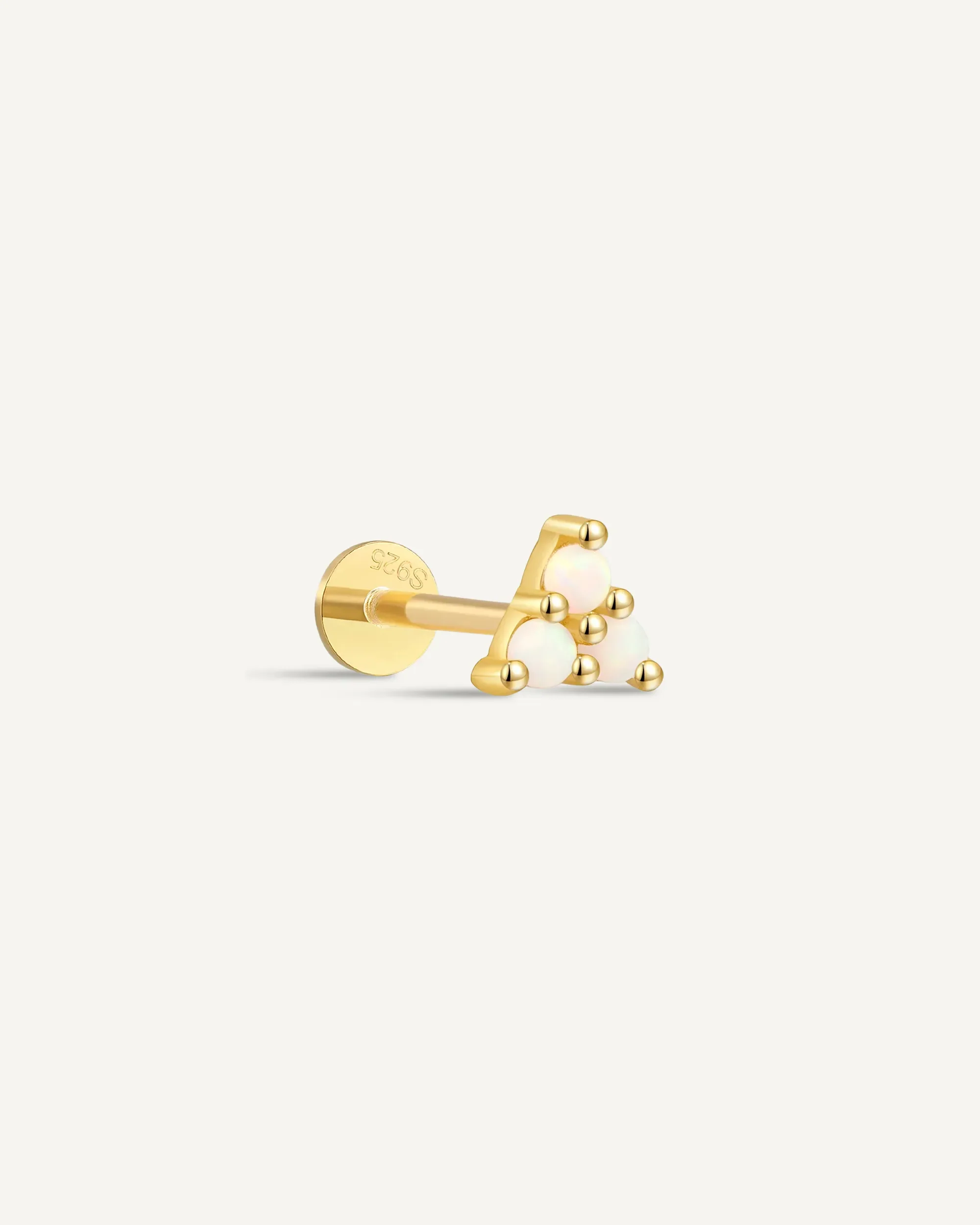 Triple Opal Flat Back Stud In Gold