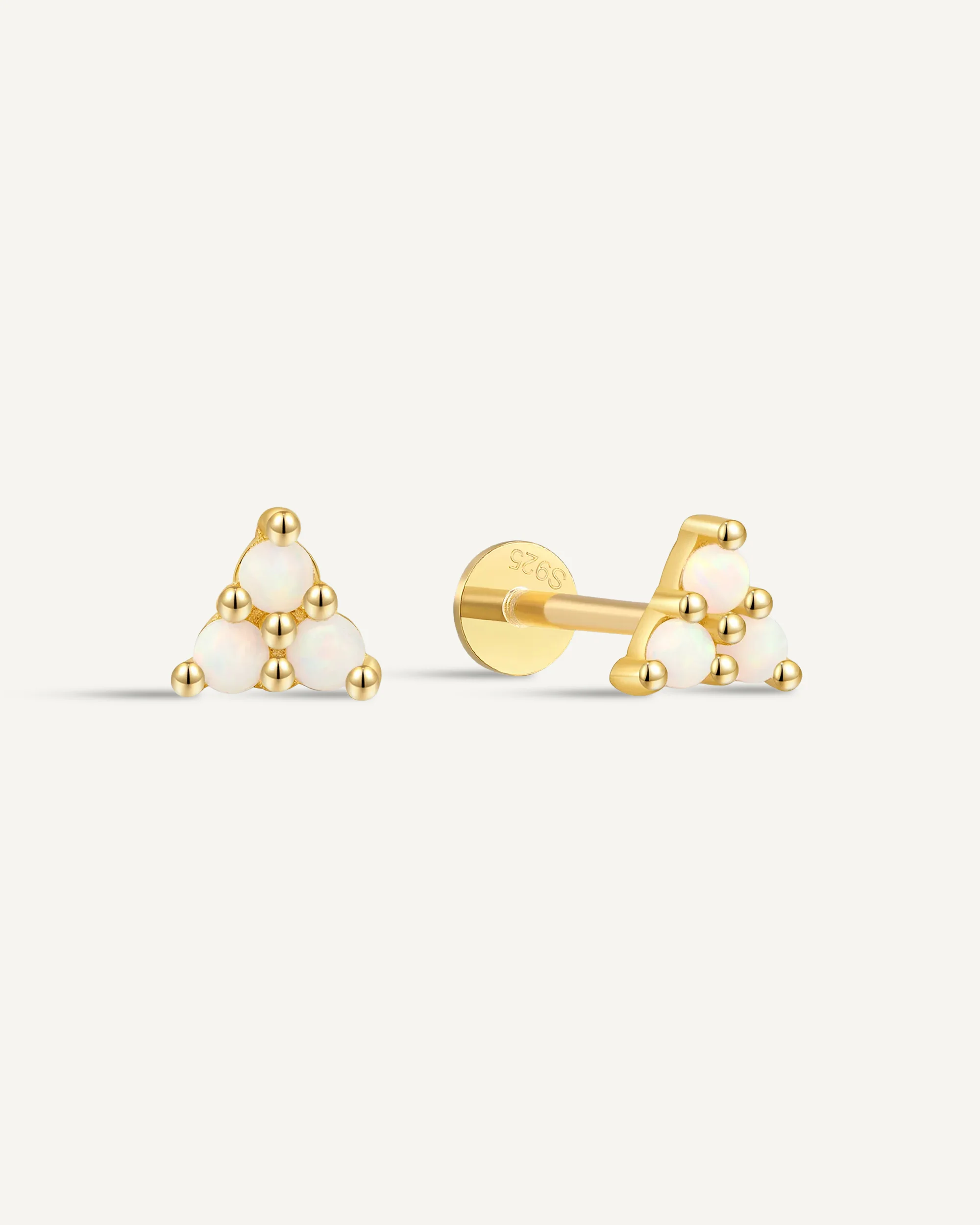 Triple Opal Flat Back Stud In Gold - Image 4