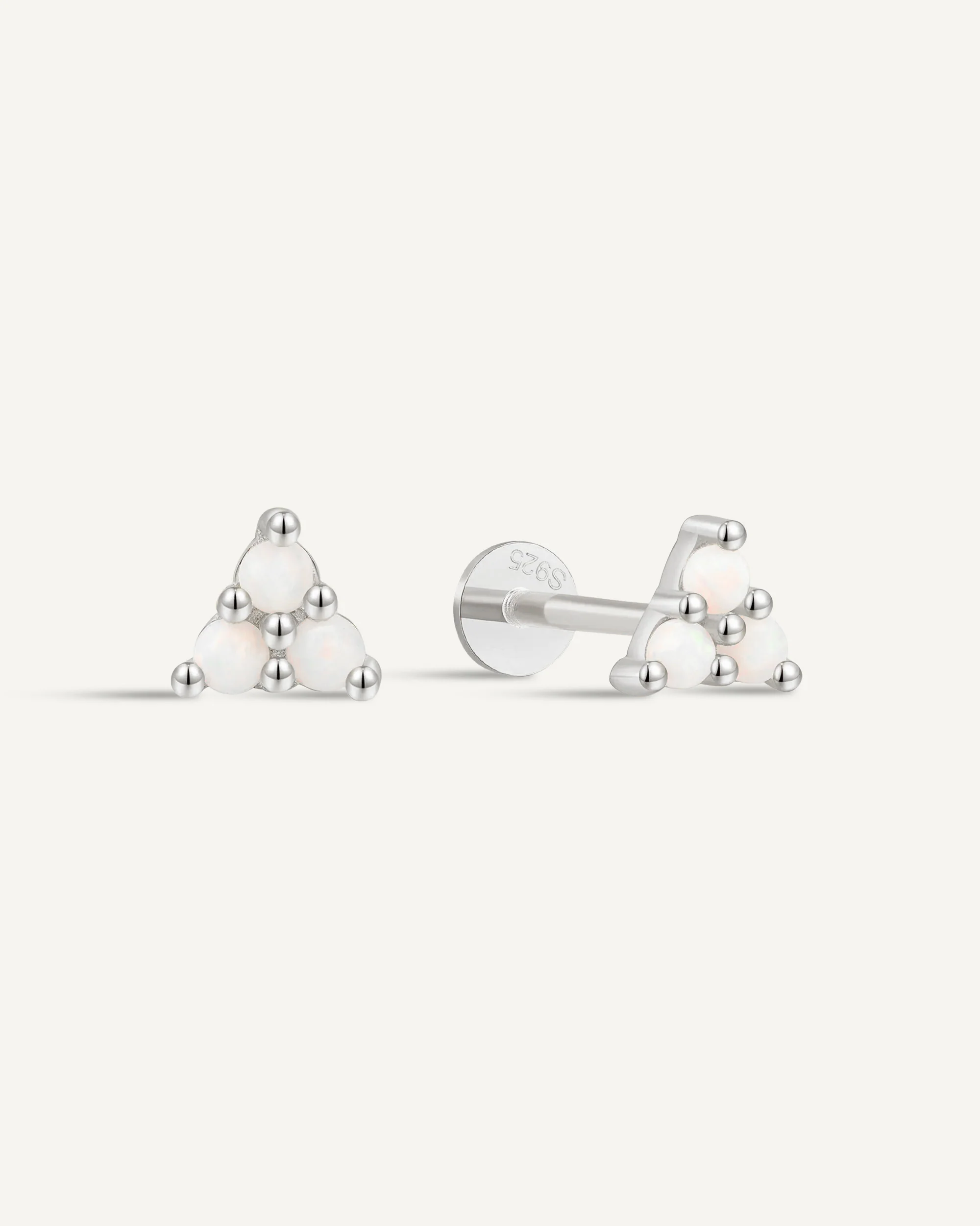 Triple Opal Flat Back Stud In Silver - Image 4