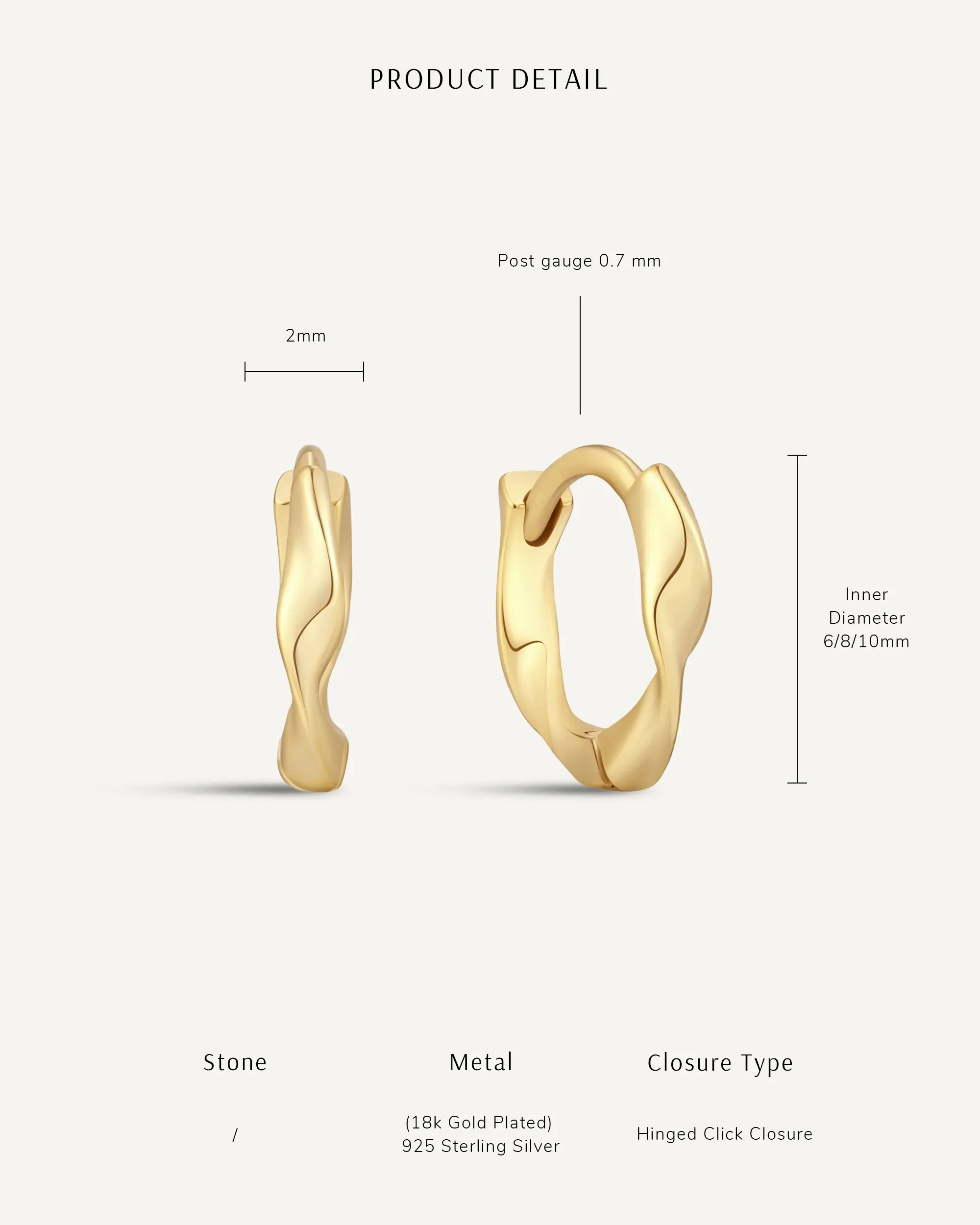 Twisted Huggie Hoops In Gold - Image 7