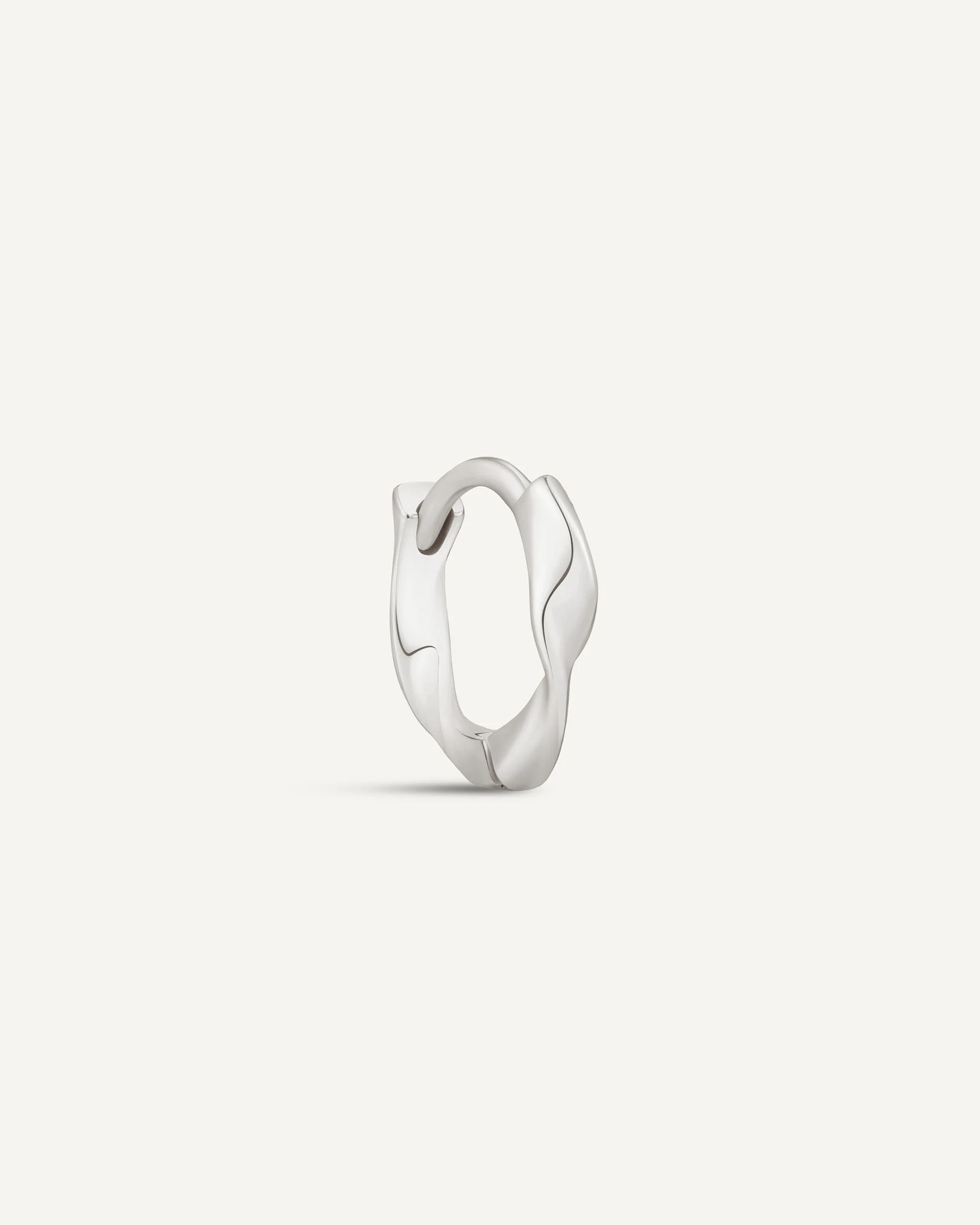 Twisted Huggie Hoops In Silver - Image 8