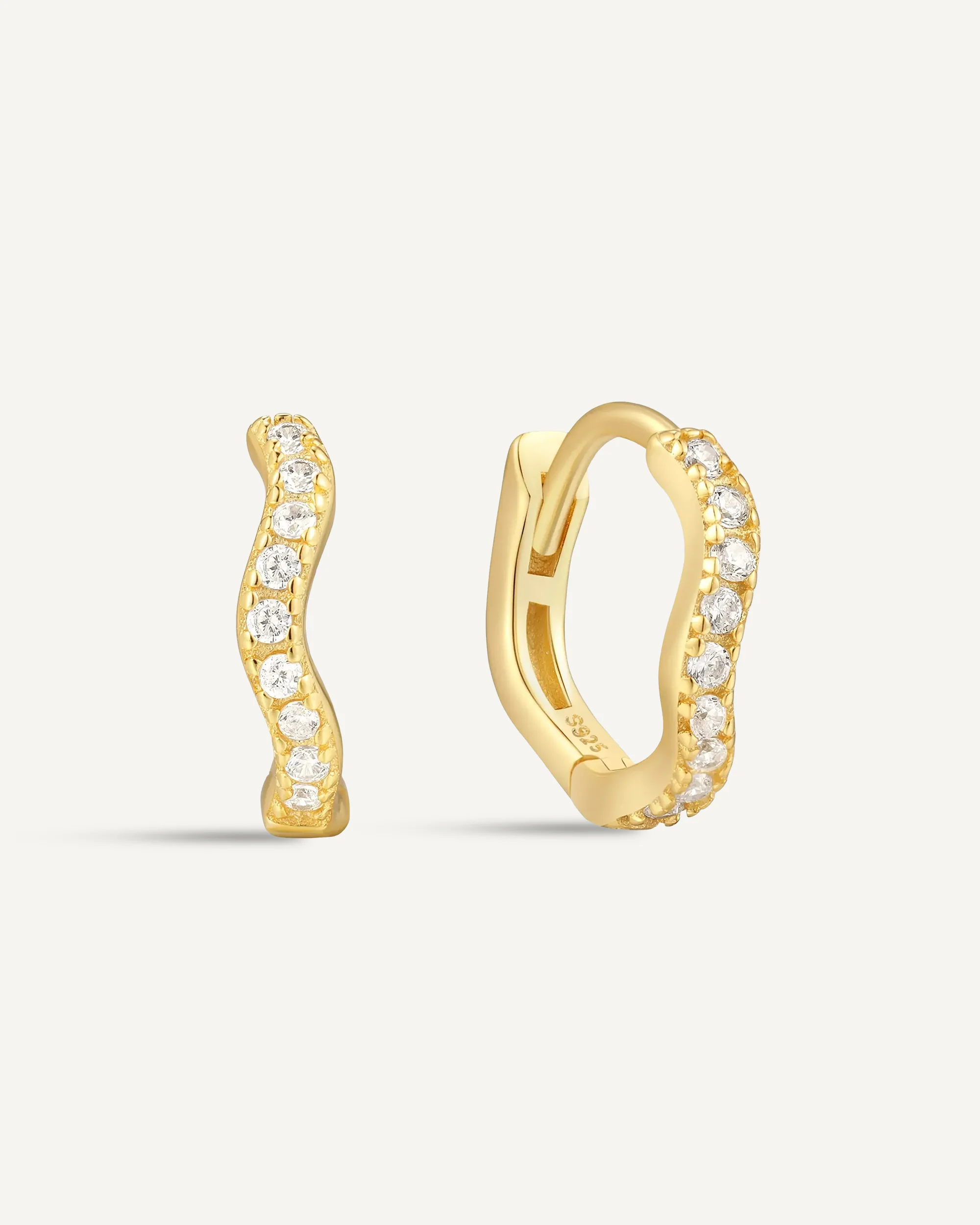 Wave Crystal Paved Huggies In Gold - Image 10