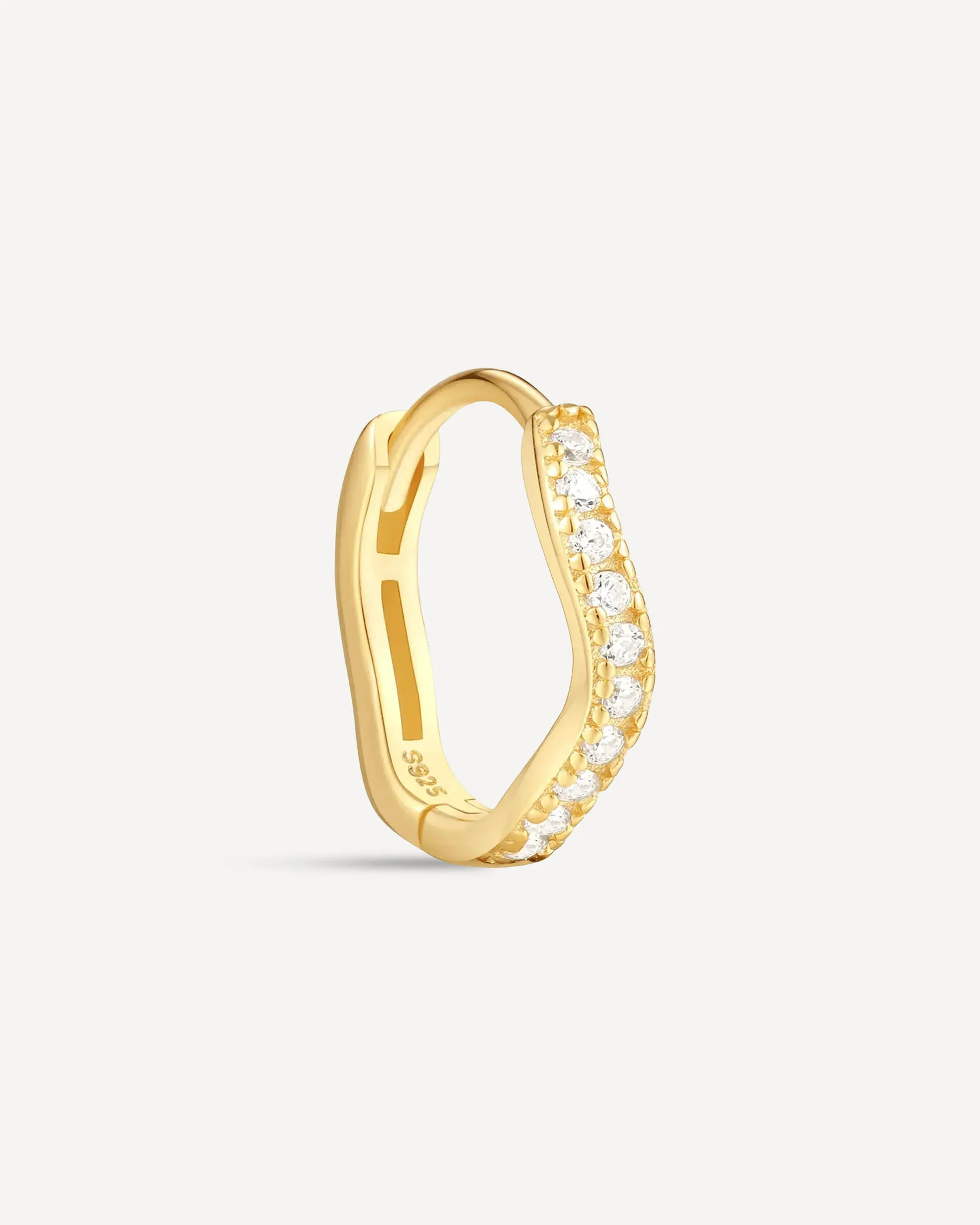 Wave Crystal Paved Huggies In Gold - Image 11