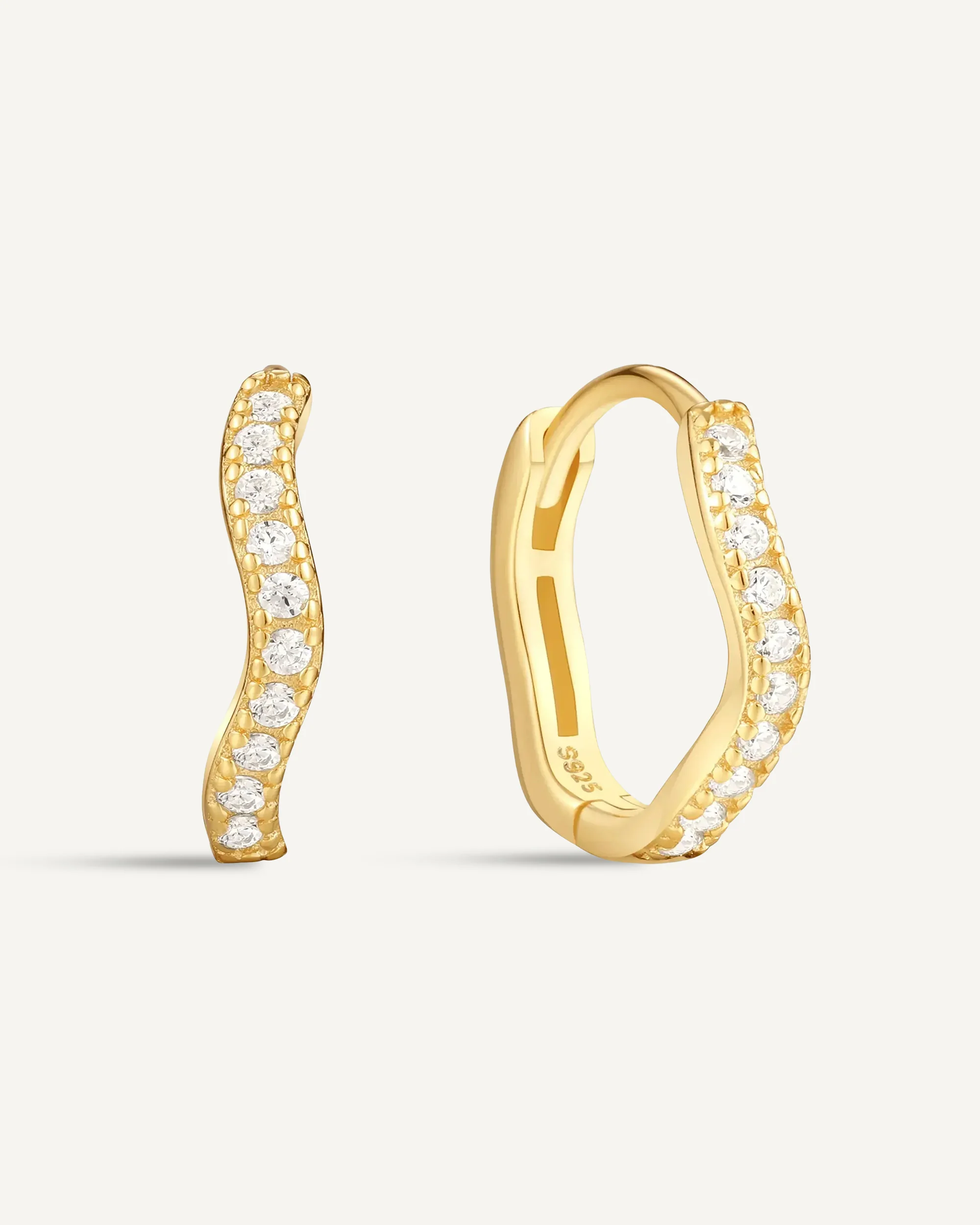 Wave Crystal Paved Huggies In Gold - Image 12