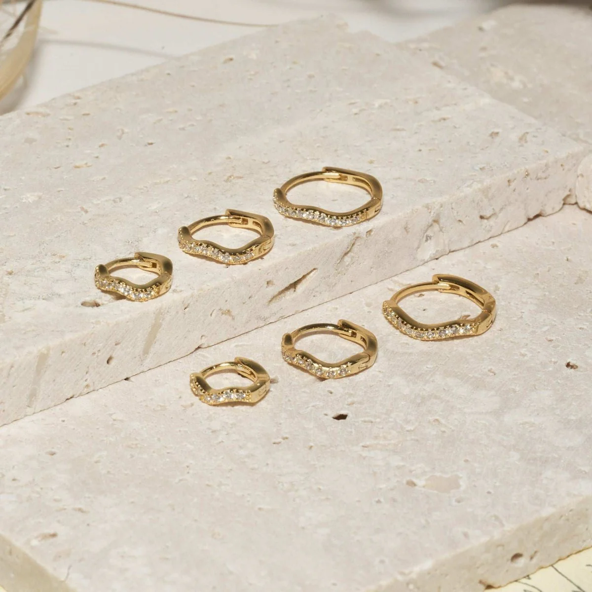 Wave Crystal Paved Huggies In Gold - Image 5