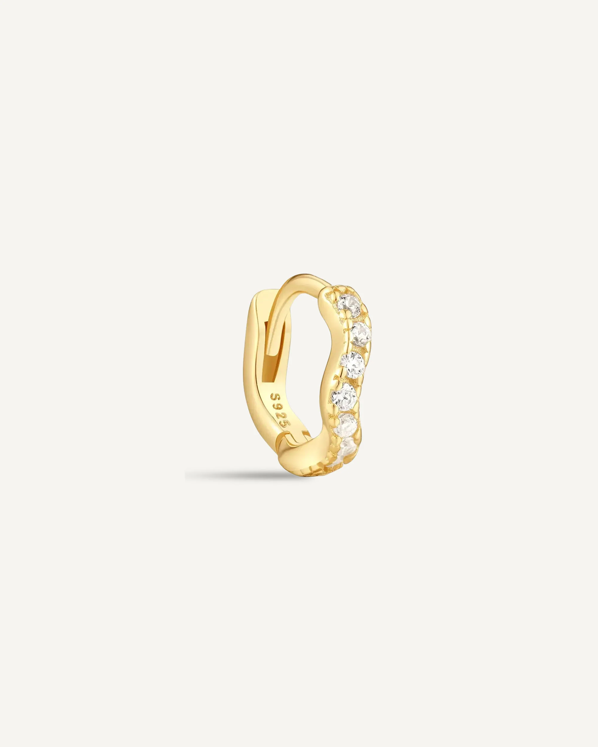 Wave Crystal Paved Huggies In Gold - Image 7