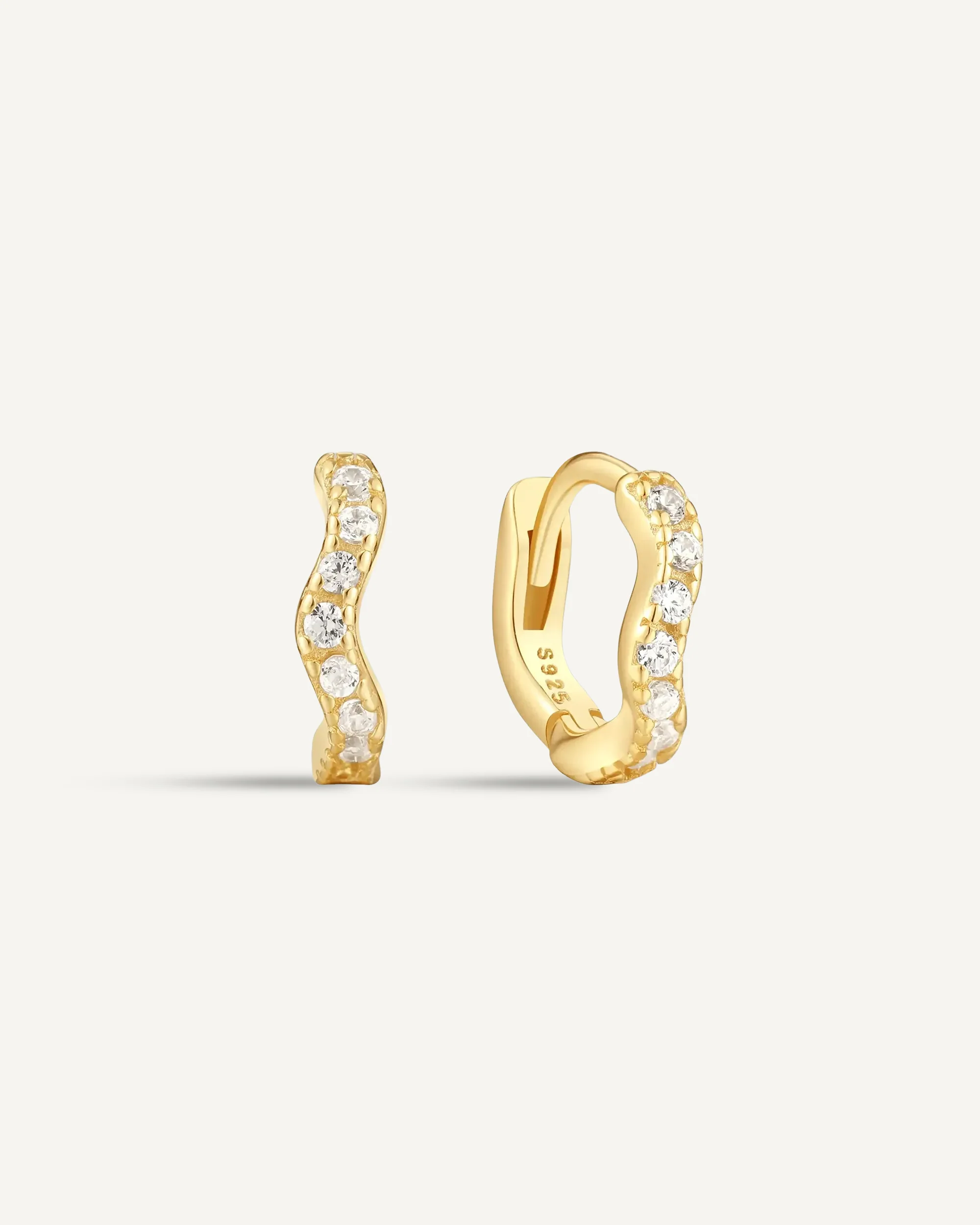 Wave Crystal Paved Huggies In Gold - Image 8