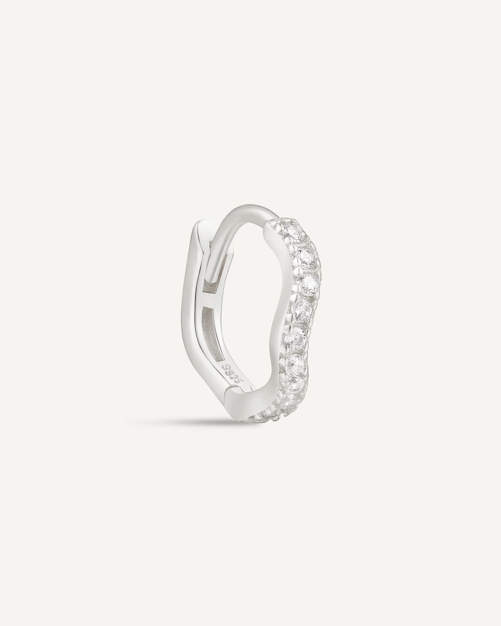 Wave Crystal Paved Huggies In Silver - Image 10