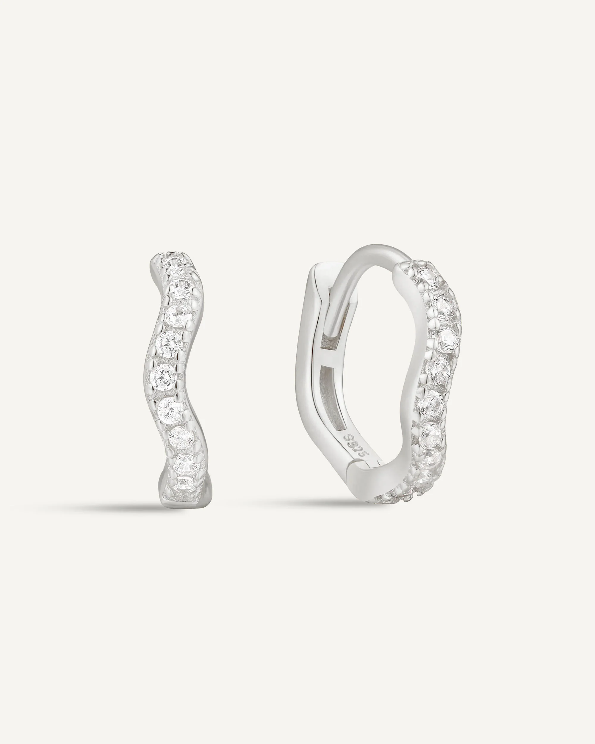 Wave Crystal Paved Huggies In Silver - Image 11
