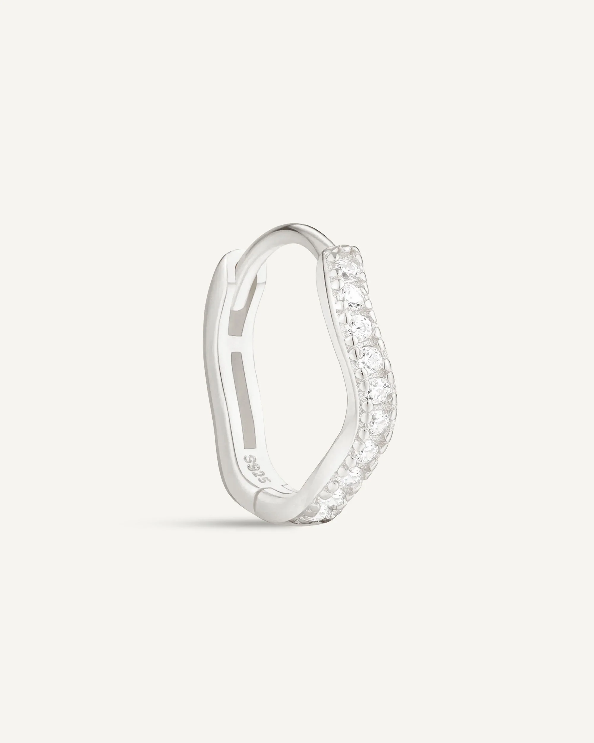 Wave Crystal Paved Huggies In Silver - Image 12