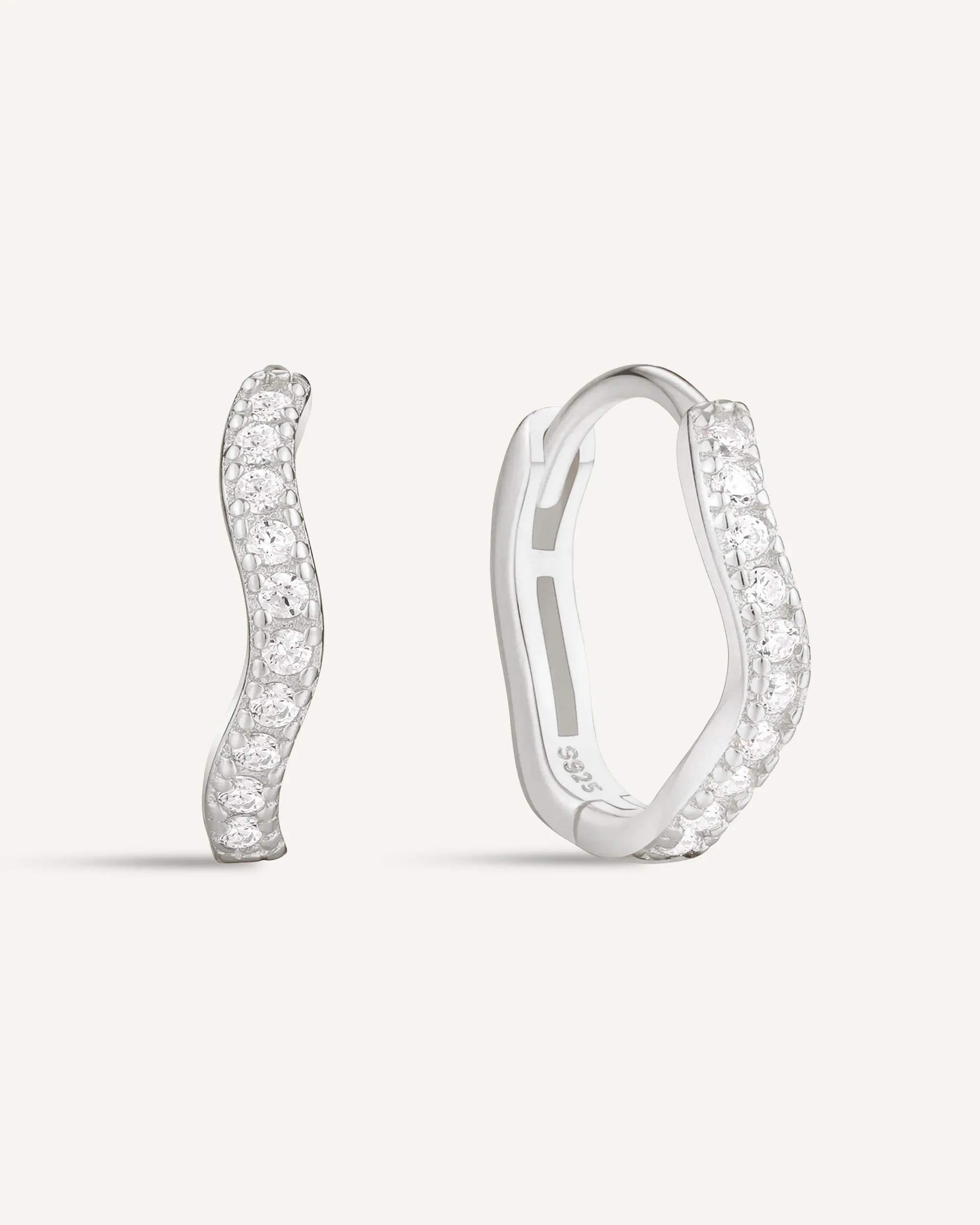Wave Crystal Paved Huggies In Silver - Image 13