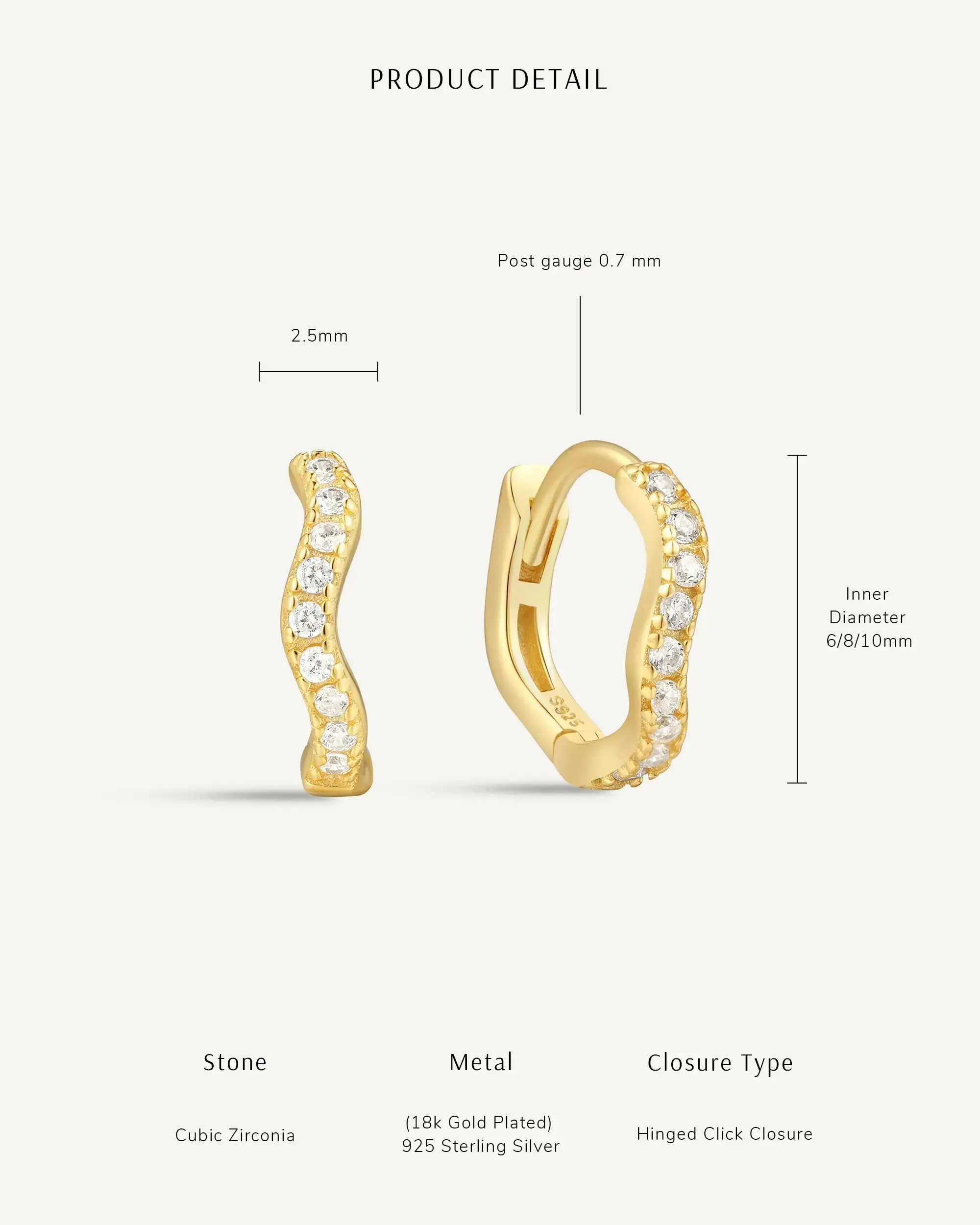 Wave Crystal Paved Huggies In Gold - Image 13