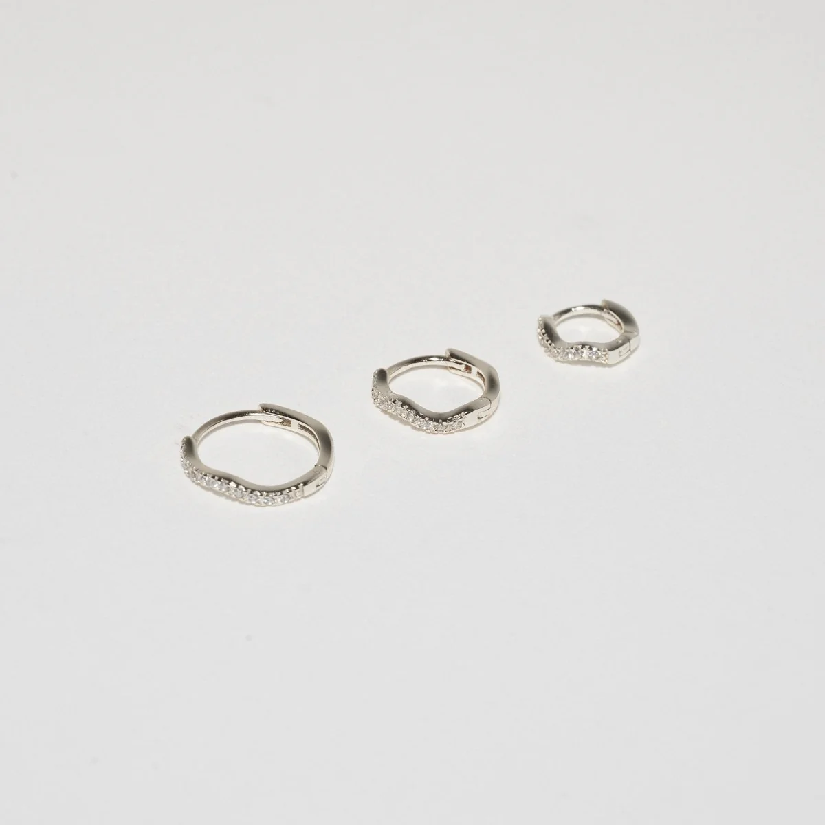 Wave Crystal Paved Huggies In Silver - Image 6