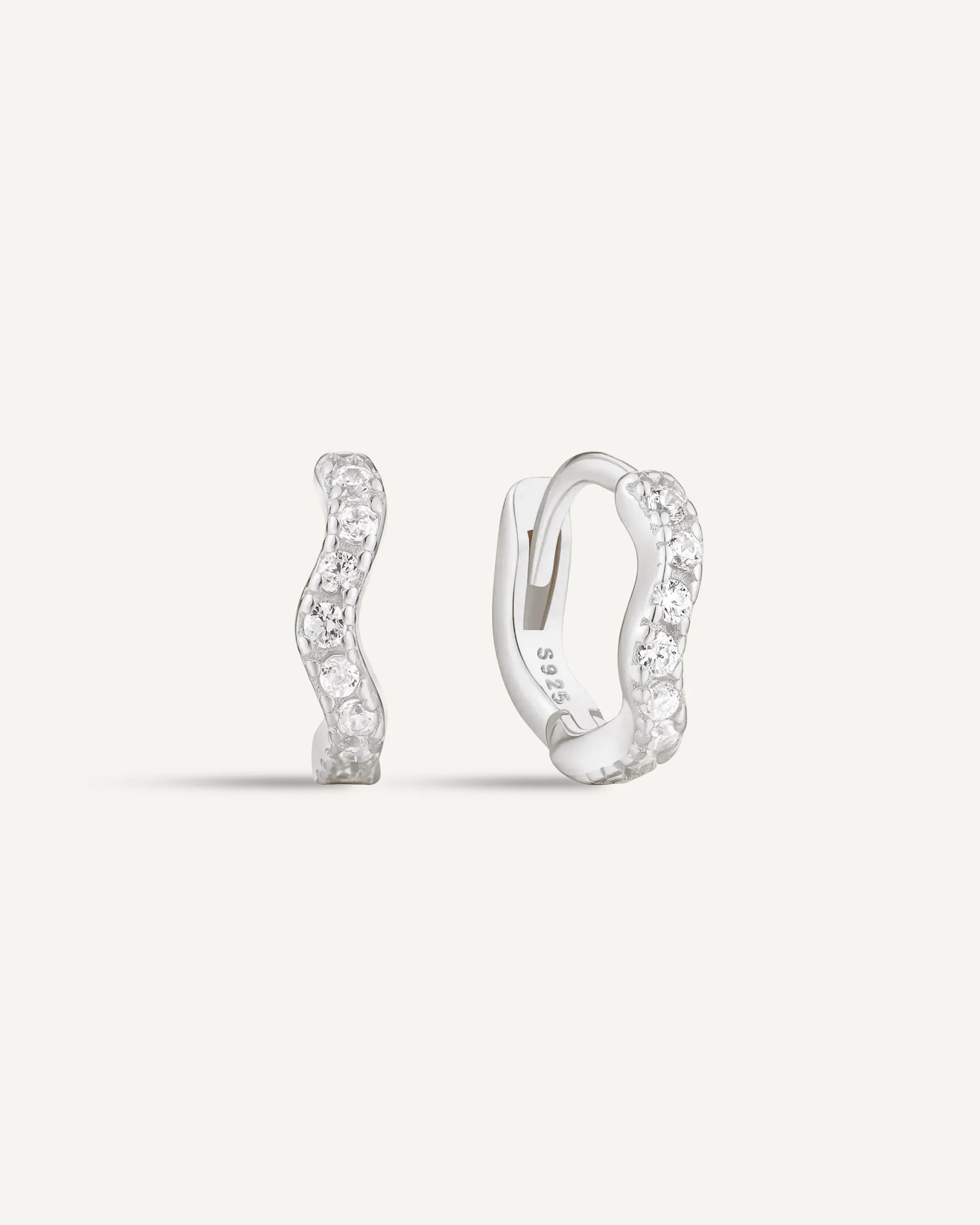 Wave Crystal Paved Huggies In Silver - Image 9
